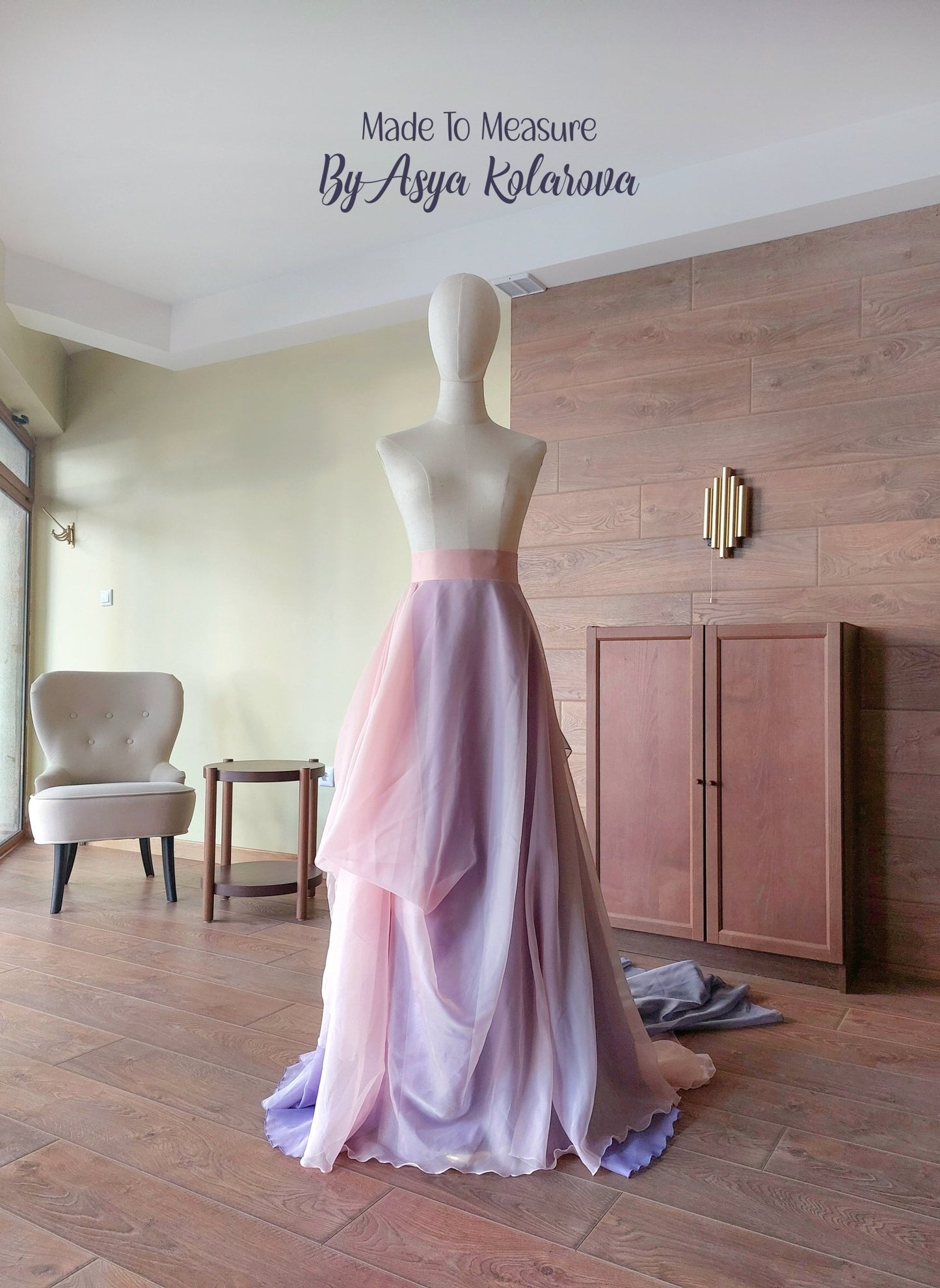 Show - Stopping Ombre Voile Skirt with Train – Pink & Lilac Layers – Wedding | Photoshoot | Cosplay | Formal Event – Custom Made in Any Color - Made To Measure Skirts By Asya Kolarova