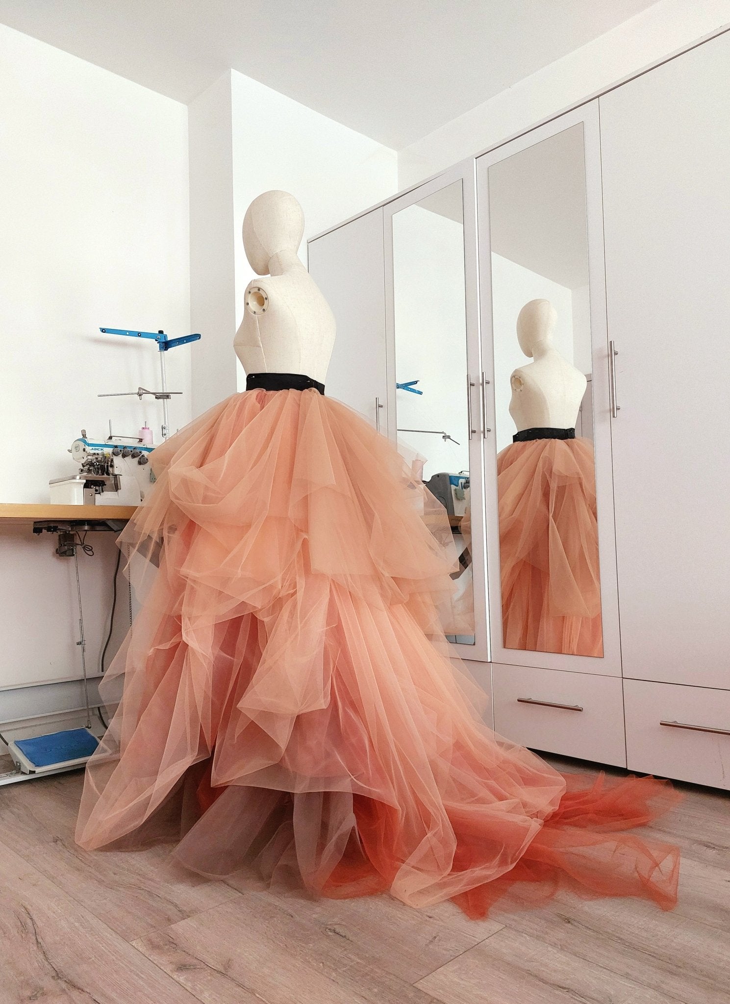 Voluminous Colorful Tulle Skirt with Ombre Layers – Custom Wedding - Photoshoot & Event Skirt Draped Bridal Gown By Asya Kolarova - Made To Measure Skirts By Asya Kolarova