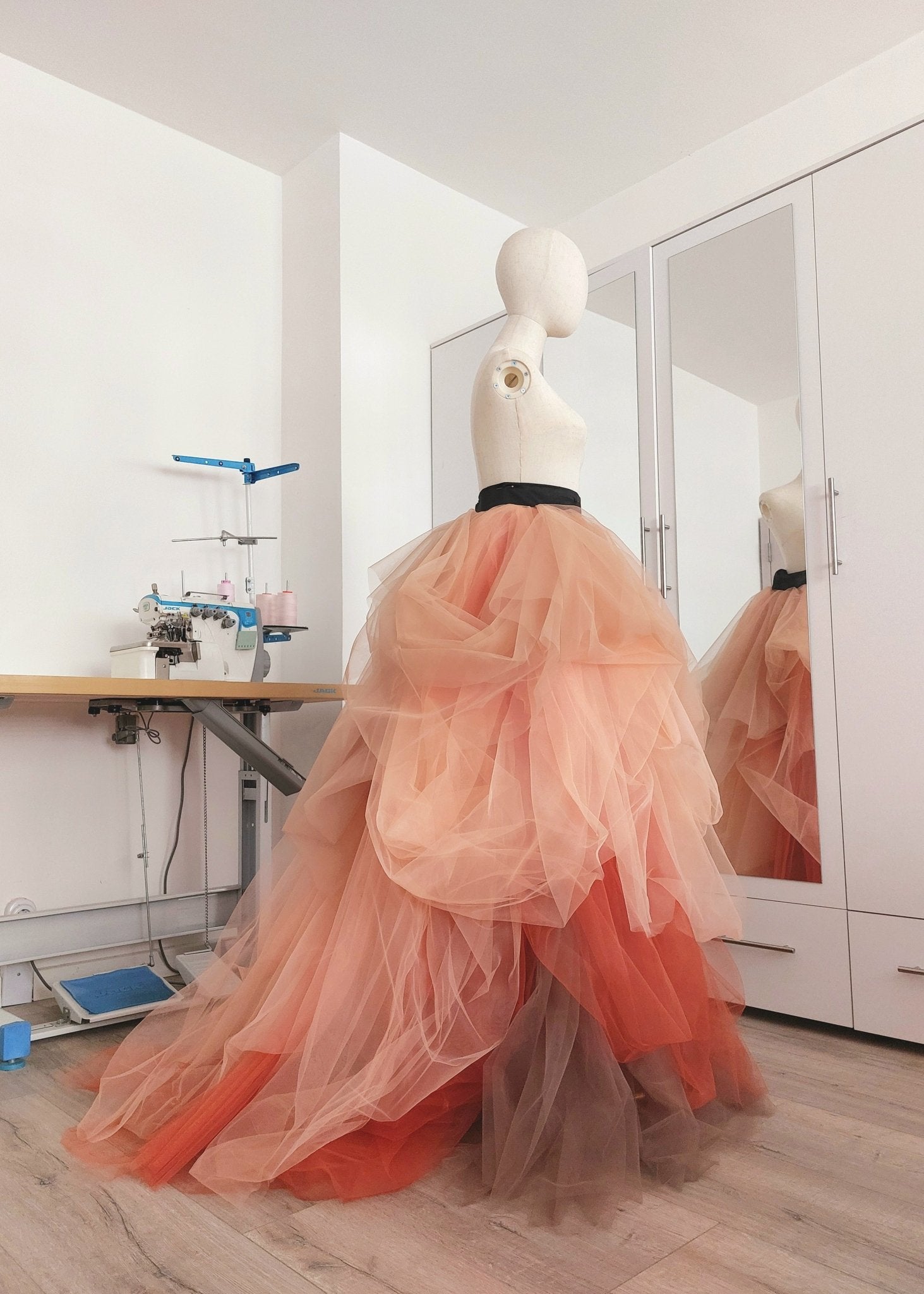 Voluminous Colorful Tulle Skirt with Ombre Layers – Custom Wedding - Photoshoot & Event Skirt Draped Bridal Gown By Asya Kolarova - Made To Measure Skirts By Asya Kolarova