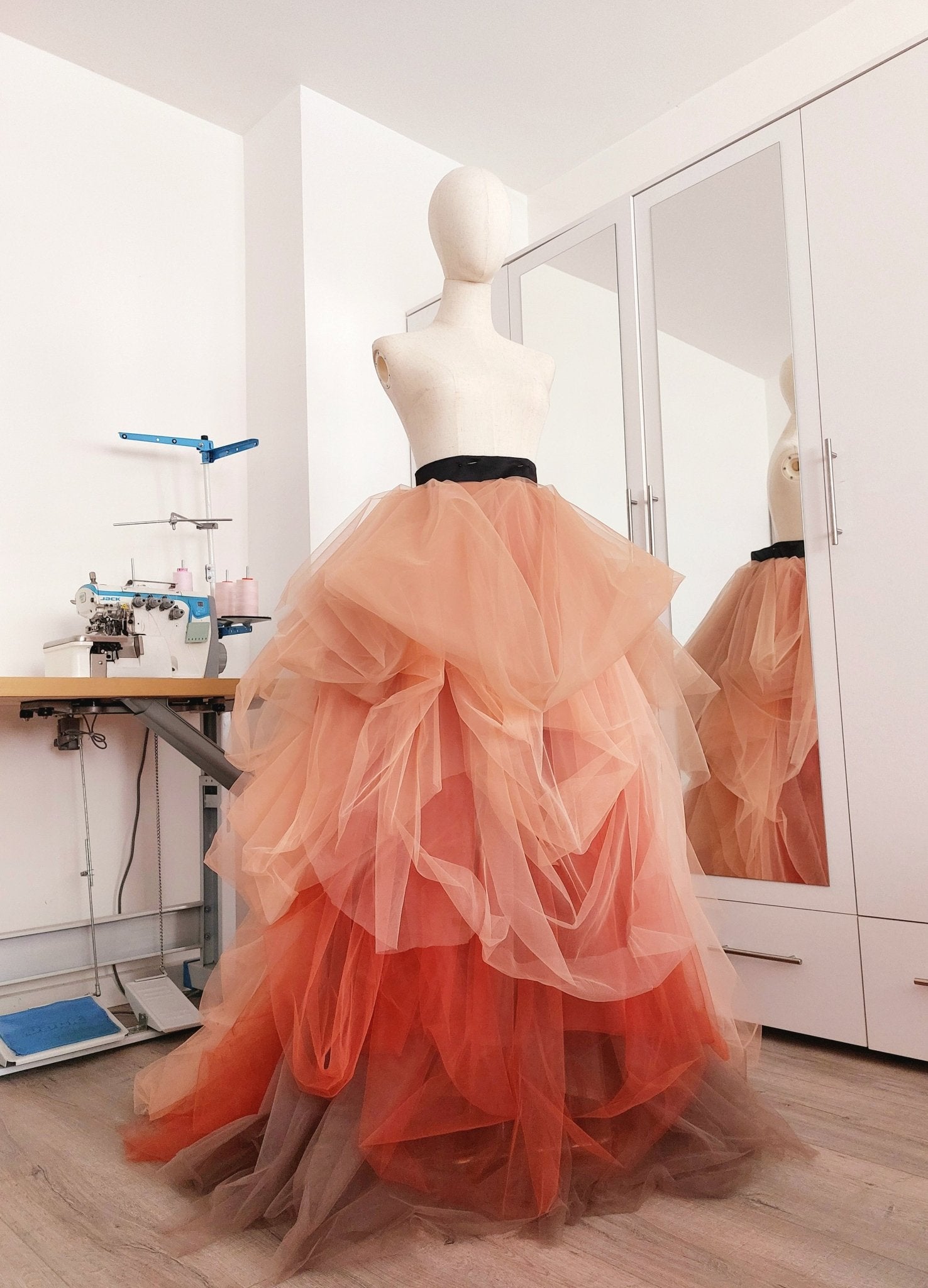 Voluminous Colorful Tulle Skirt with Ombre Layers – Custom Wedding - Photoshoot & Event Skirt Draped Bridal Gown By Asya Kolarova - Made To Measure Skirts By Asya Kolarova