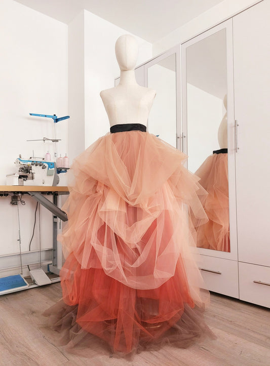 Voluminous Colorful Tulle Skirt with Ombre Layers – Custom Wedding - Photoshoot & Event Skirt Draped Bridal Gown By Asya Kolarova - Made To Measure Skirts By Asya Kolarova