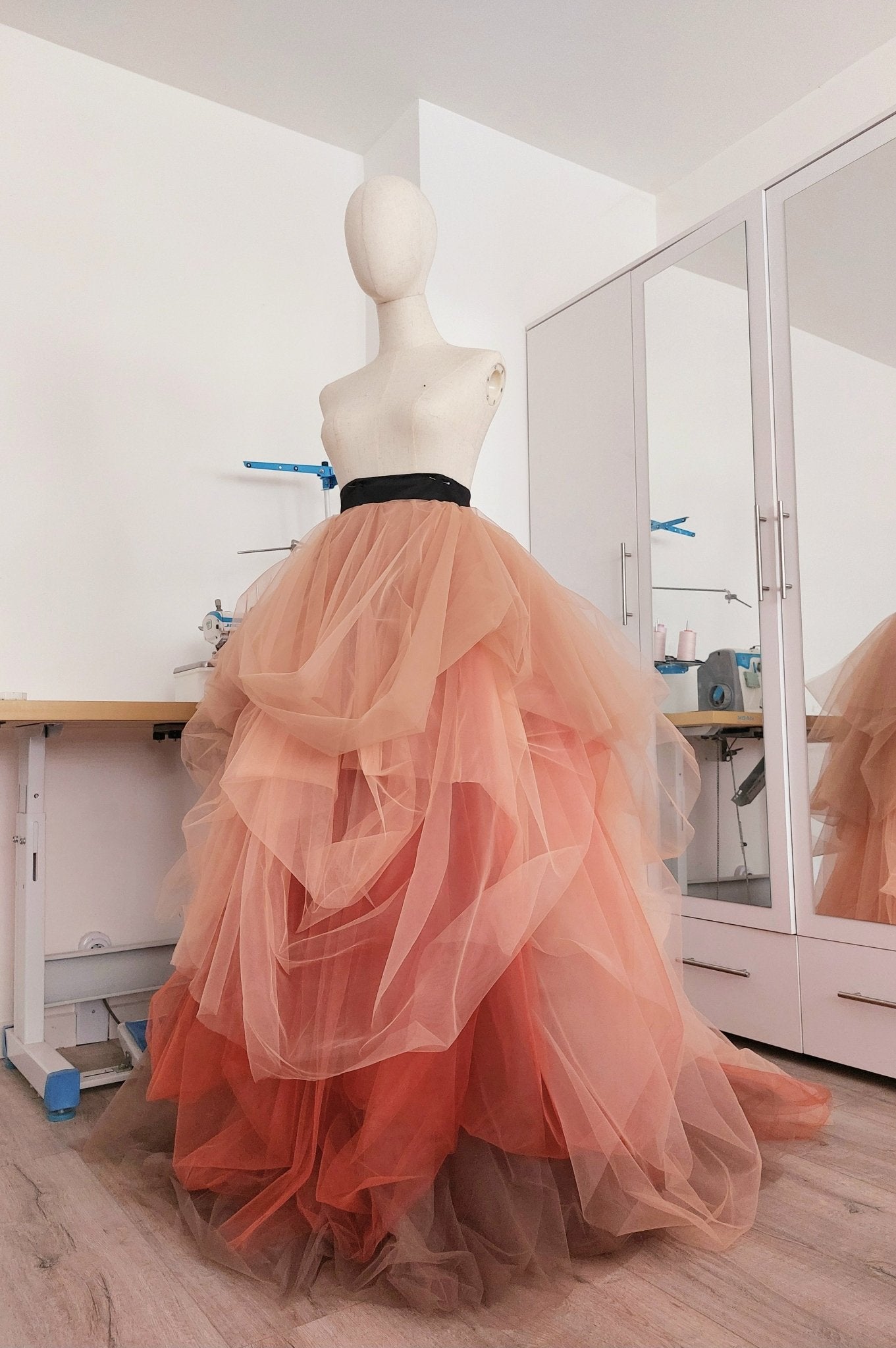 Voluminous Colorful Tulle Skirt with Ombre Layers – Custom Wedding - Photoshoot & Event Skirt Draped Bridal Gown By Asya Kolarova - Made To Measure Skirts By Asya Kolarova