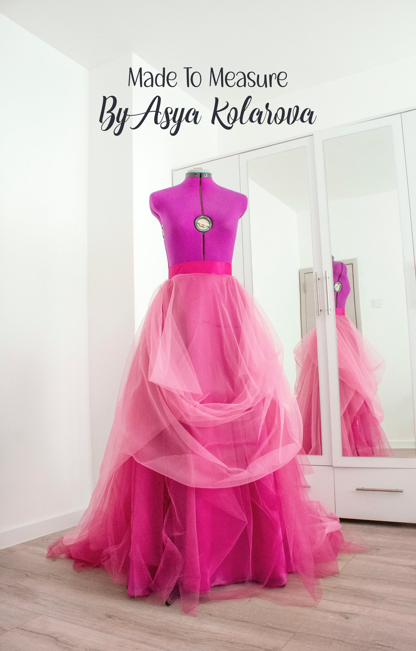 Ombre Tulle Skirt with Cathedral Train - Magenta & Hot Pink Custom Made Wedding Skirt Bridal Photo Session Romantic Photoshoot