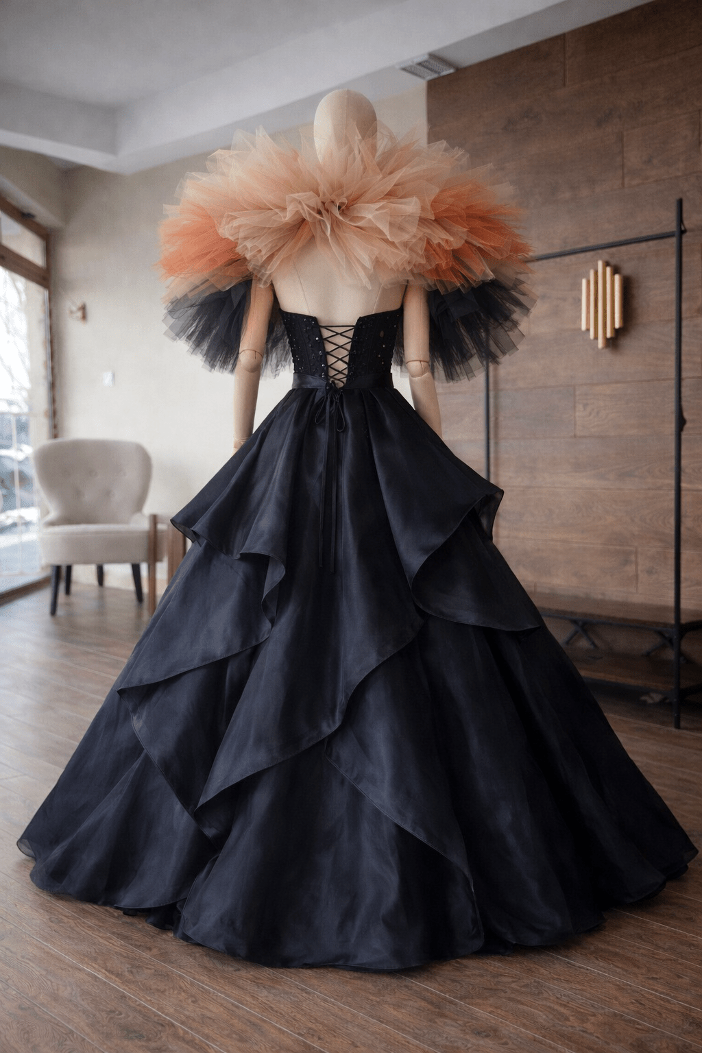 Avant Garde Black Evening Dress with Statement Collar – Sculptural Couture Gown | Asya Kolarova - Asya Kolarova