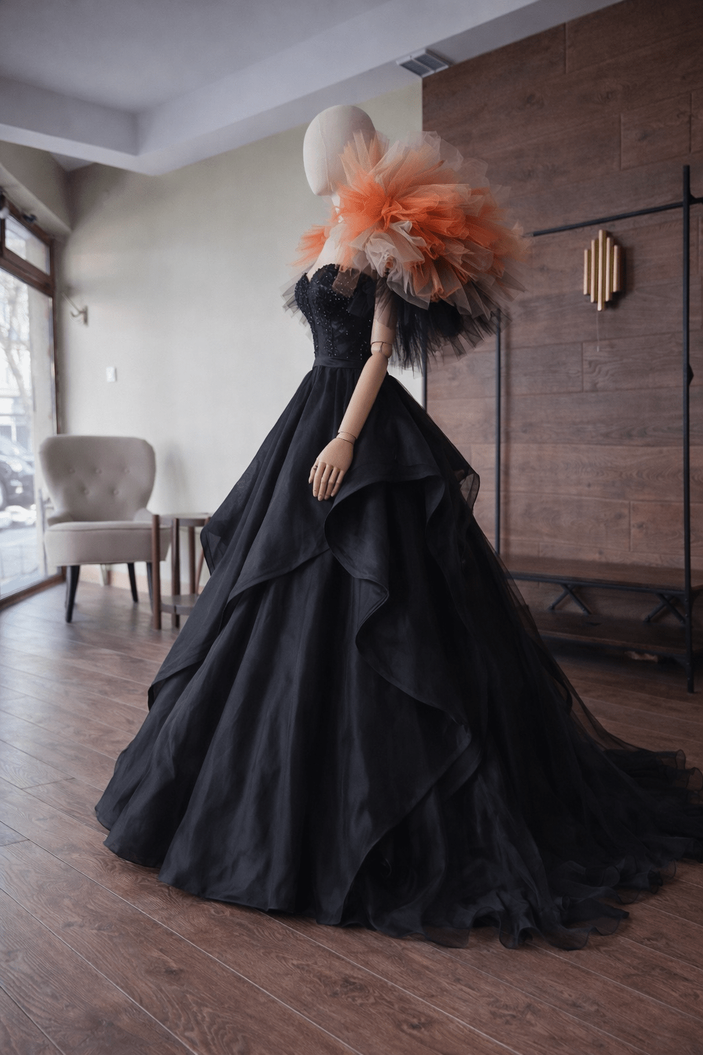 Avant Garde Black Evening Dress with Statement Collar – Sculptural Couture Gown | Asya Kolarova - Asya Kolarova