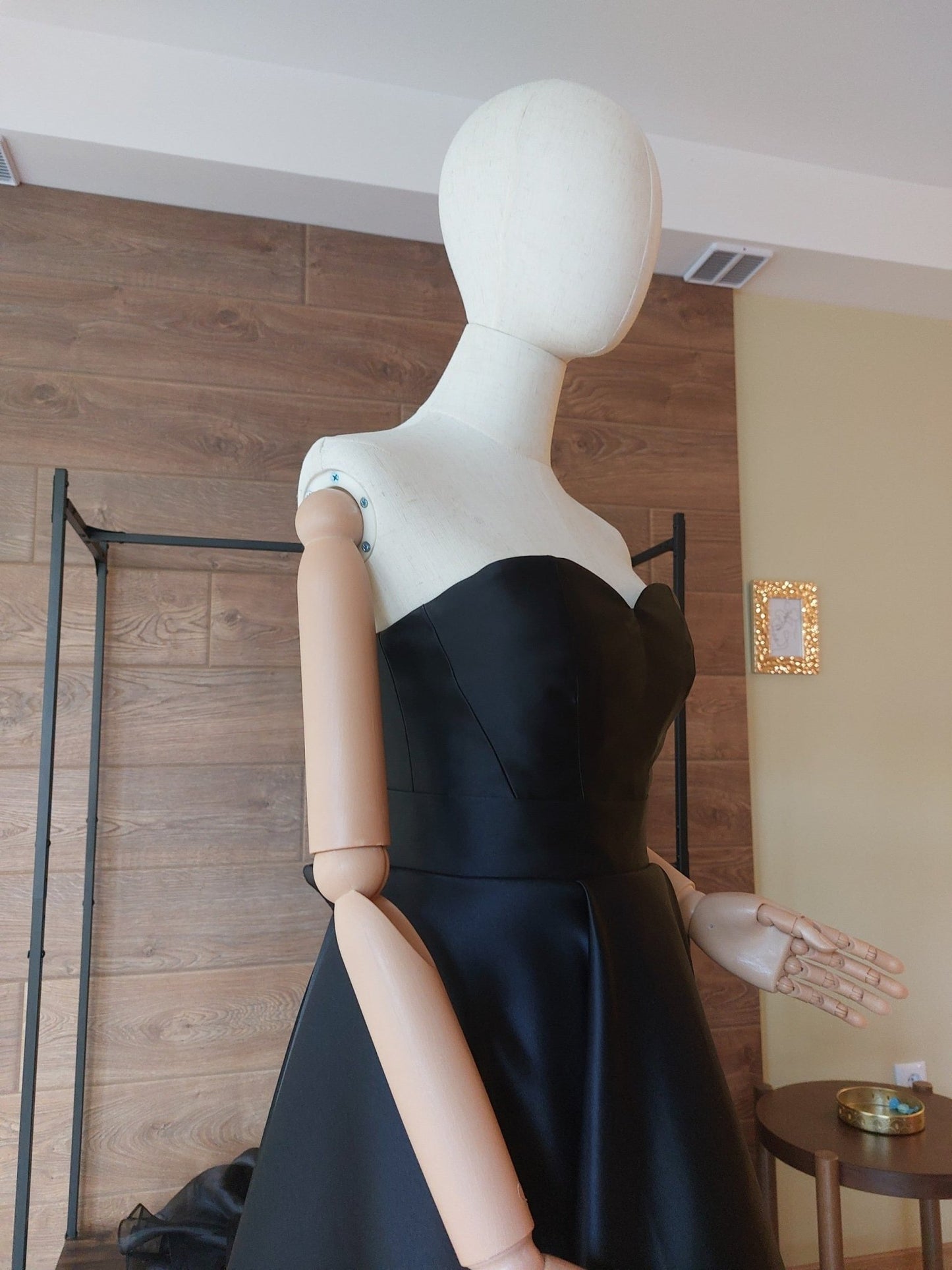 Black & Red Satin Corset and High - Low Skirt Set | Hourglass Corset with Quilted Cups | Couture Evening Outfit - Made To Measure By Asya Kolarova