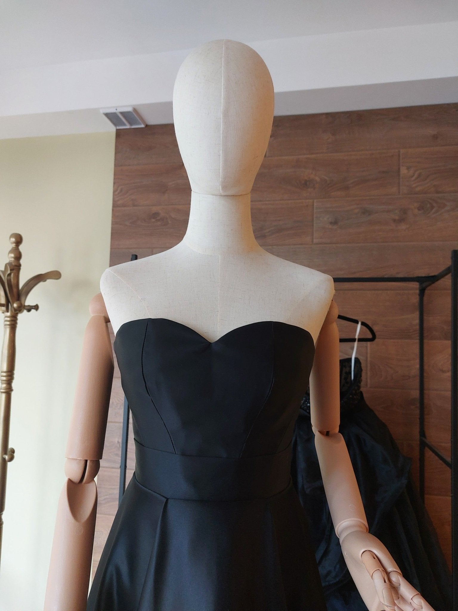 Black & Red Satin Corset and High - Low Skirt Set | Hourglass Corset with Quilted Cups | Couture Evening Outfit - Made To Measure By Asya Kolarova