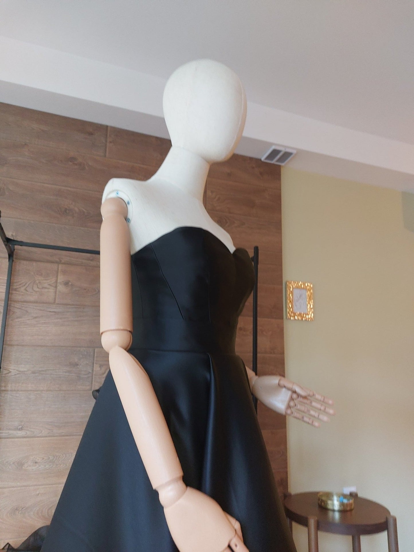 Black & Red Satin Corset and High - Low Skirt Set | Hourglass Corset with Quilted Cups | Couture Evening Outfit - Made To Measure By Asya Kolarova