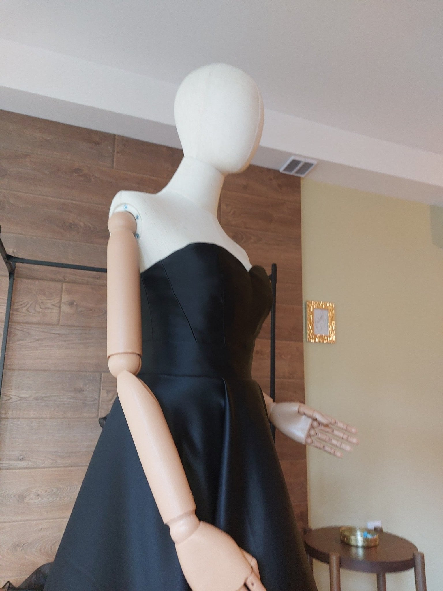 Black & Red Satin Corset and High - Low Skirt Set | Hourglass Corset with Quilted Cups | Couture Evening Outfit - Made To Measure By Asya Kolarova