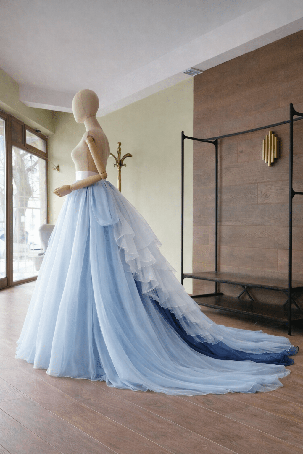 Blue Ombre Bridal Skirt with Train