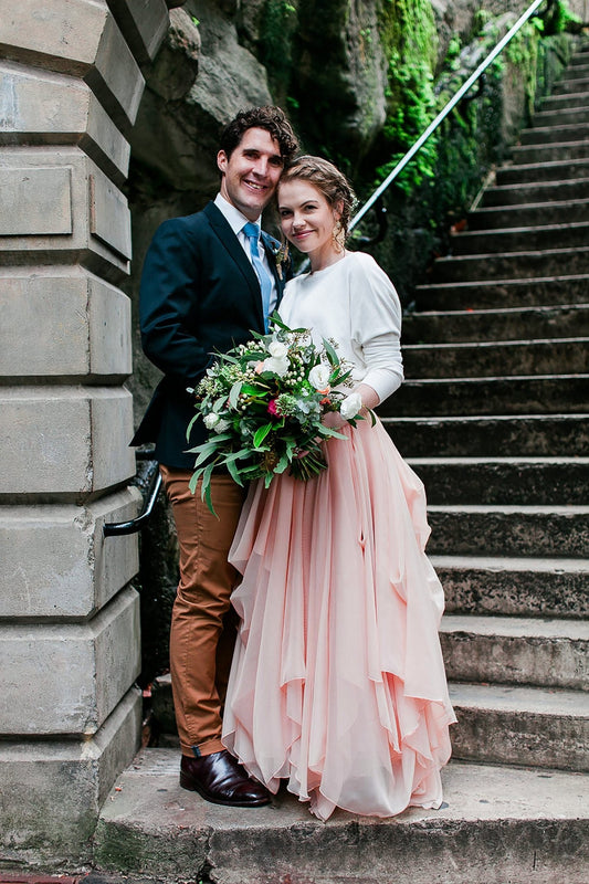 Blush Draped Wedding Skirt – Flowing Bridal Separate for Ceremony or Photoshoot - Made To Measure Skirts By Asya Kolarova