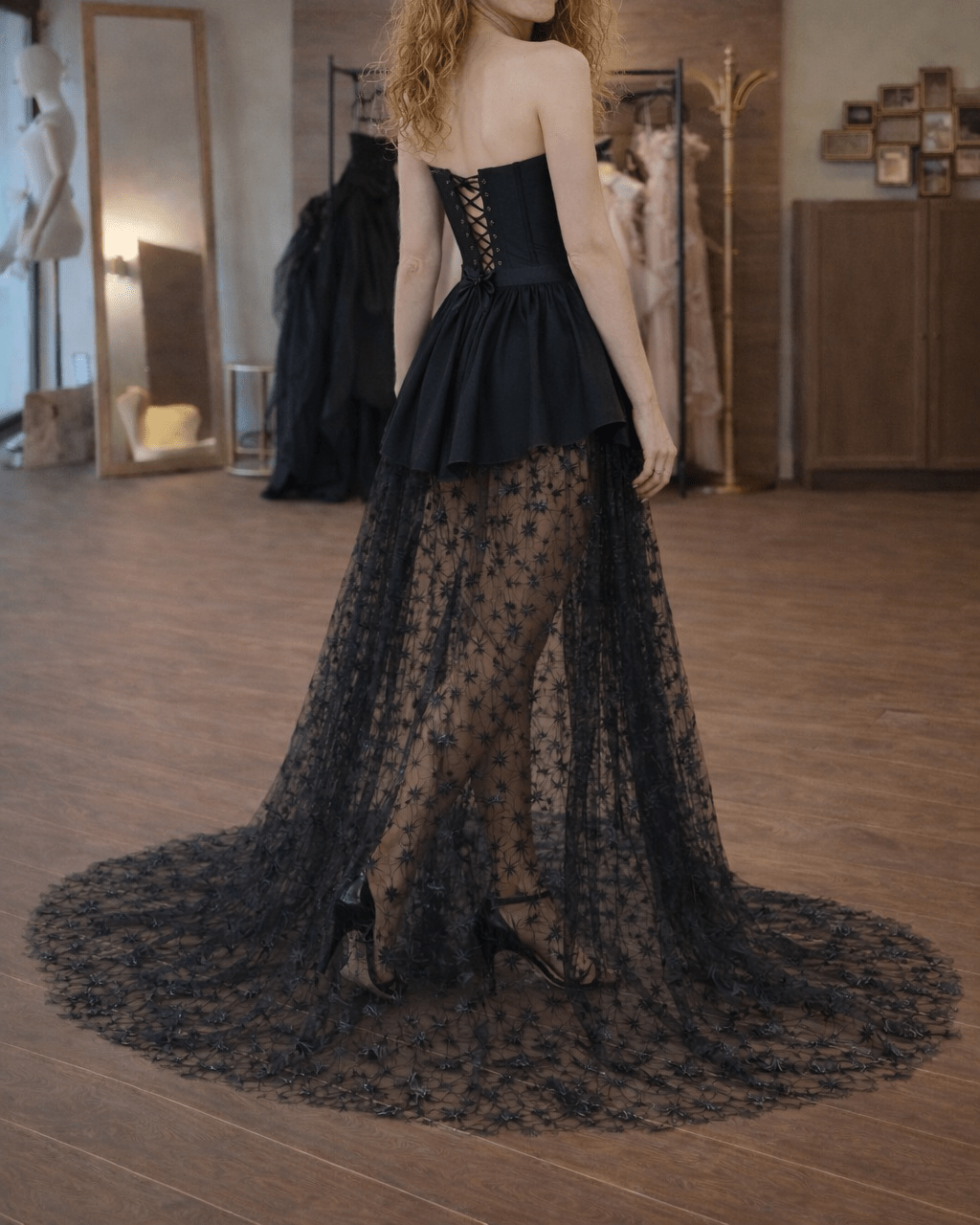 Couture Sheer Corset Gown with Lace Overlay - Asya Kolarova