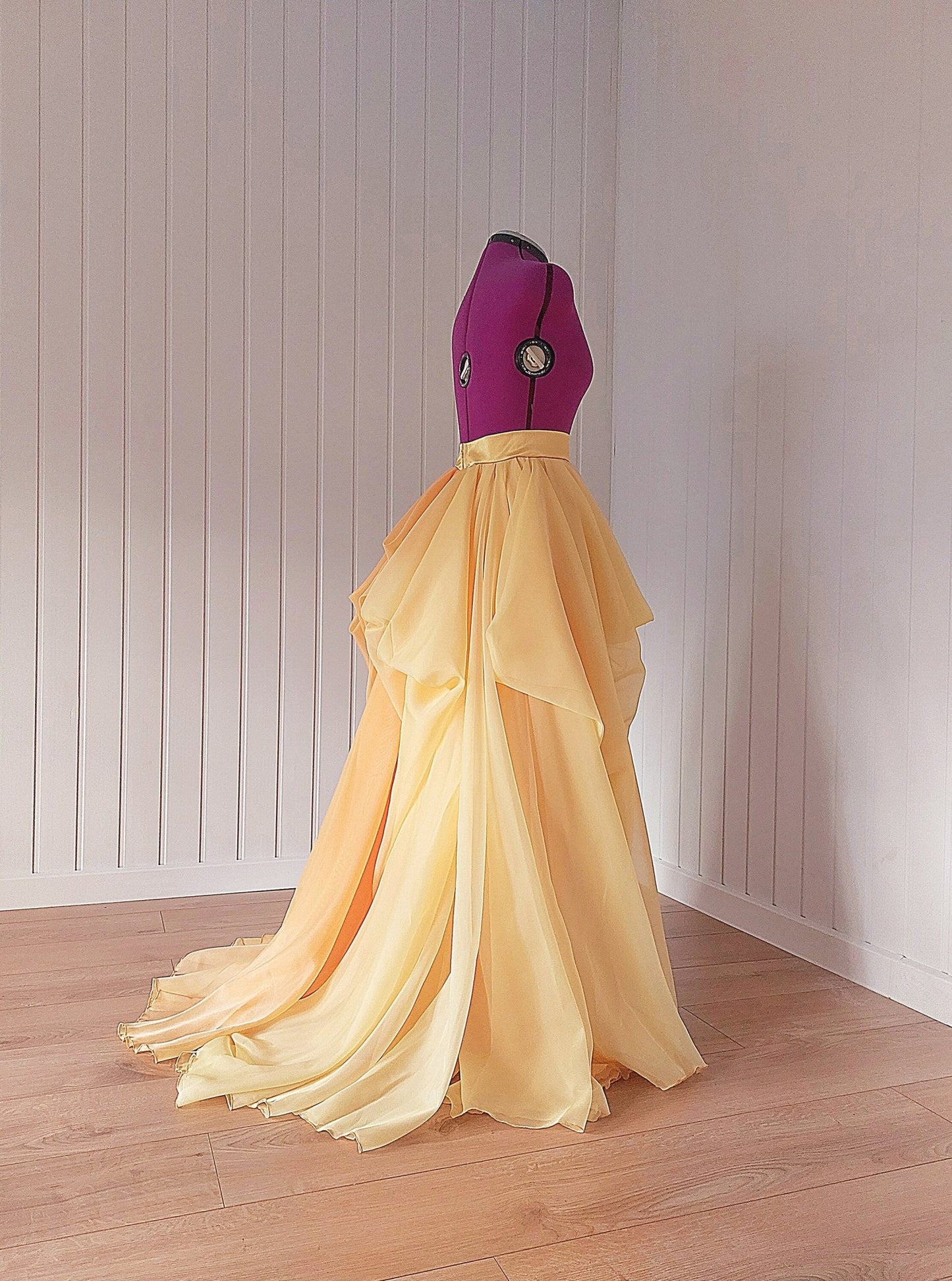 Custom Layered Wedding Skirt in Soft Yellow & Orange - Unique Draped Bridal Gown Separate, Perfect for Special Events or Photoshoots - Made To Measure By Asya Kolarova