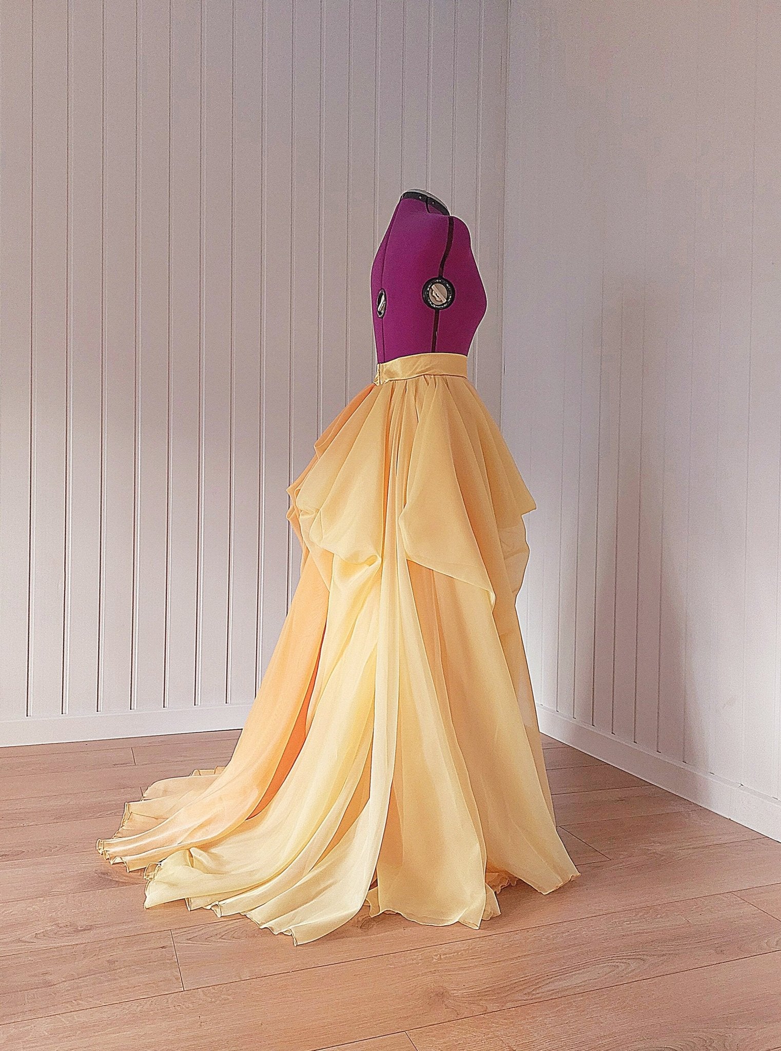 Custom Layered Wedding Skirt in Soft Yellow & Orange - Unique Draped Bridal Gown Separate, Perfect for Special Events or Photoshoots - Made To Measure By Asya Kolarova