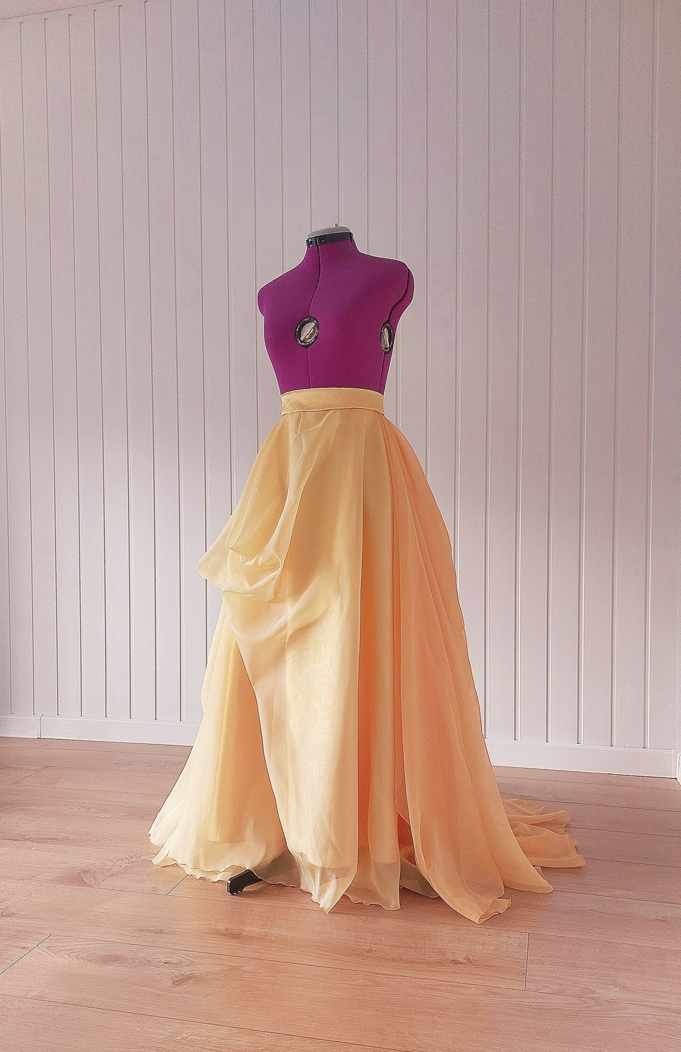Custom Layered Wedding Skirt in Soft Yellow & Orange - Unique Draped Bridal Gown Separate, Perfect for Special Events or Photoshoots - Made To Measure By Asya Kolarova