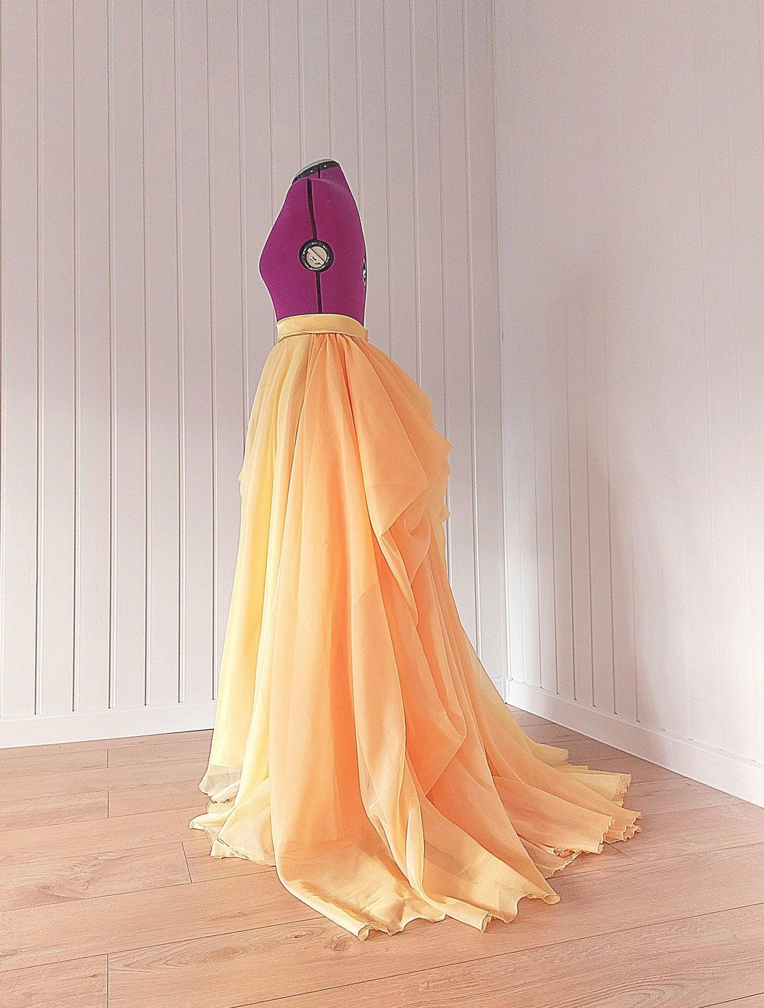Custom Layered Wedding Skirt in Soft Yellow & Orange - Unique Draped Bridal Gown Separate, Perfect for Special Events or Photoshoots - Made To Measure By Asya Kolarova