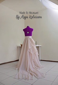 Draped Bridal Skirt withTrain by Asya Kolarova Made To Measure Skirt for Ceremony Weddings or Photo Session