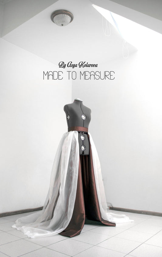 Detachable Open Overskirt – Organza & Taffeta Wedding Skirt, Bridal Gown Separate with Lace Trim - Made To Measure Skirts By Asya Kolarova