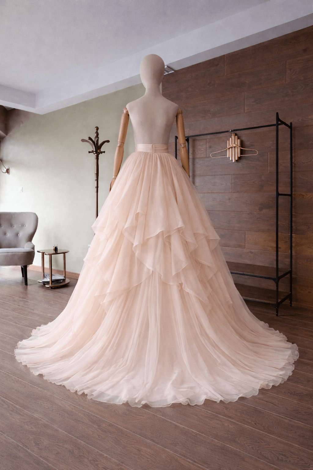 Draped Bridal Skirt withTrain by Asya Kolarova Made To Measure Skirt for Ceremony Weddings or Photo Session - Asya Kolarova