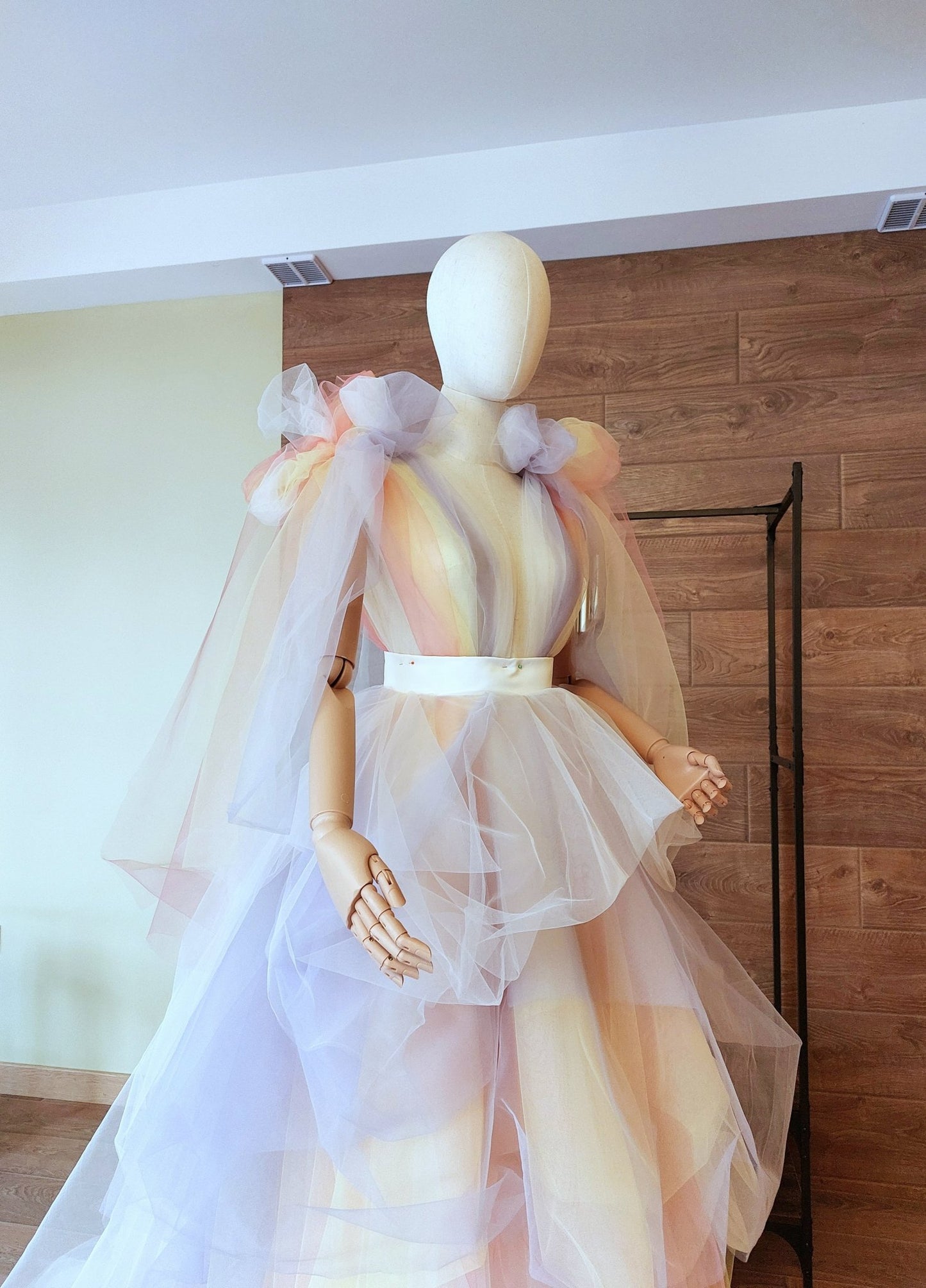 Fairy Pastel Skirt Custom Ombre Tulle Skirt with Train, Multilayer Draped Skirt for Wedding, Prom, Photoshoot – Handmade by Asya Kolarova - Made To Measure Skirts By Asya Kolarova
