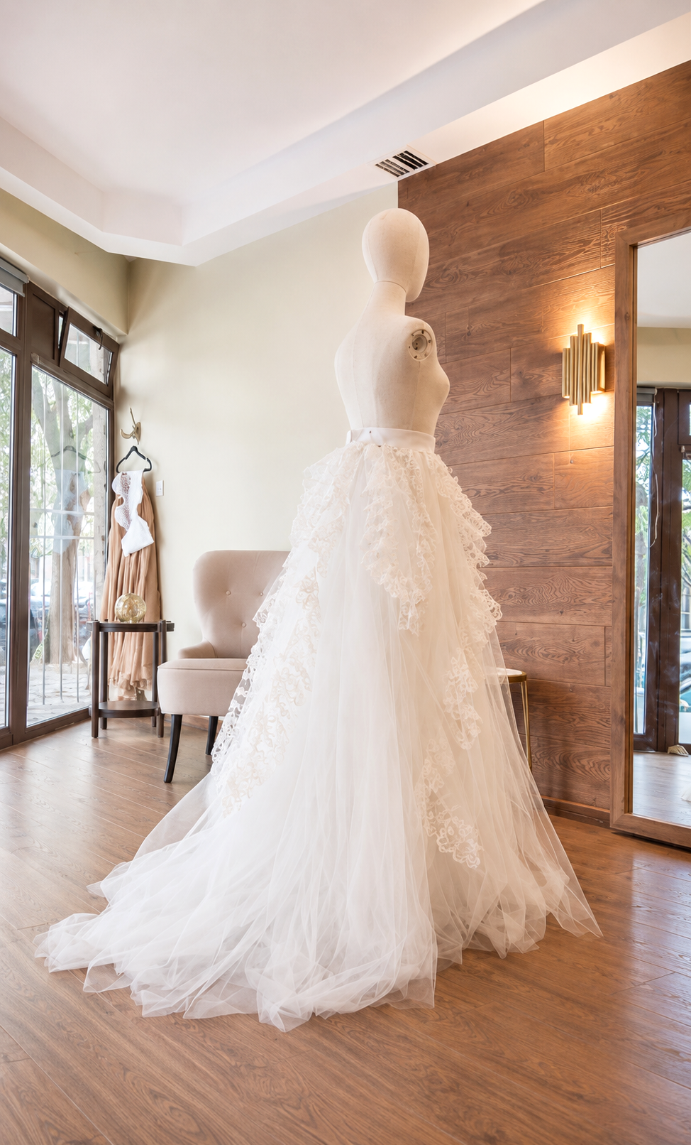 Romantic Lace & Tulle Bridal Skirt with Train