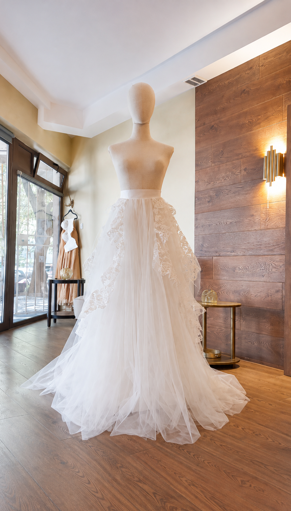 Romantic Lace & Tulle Bridal Skirt with Train