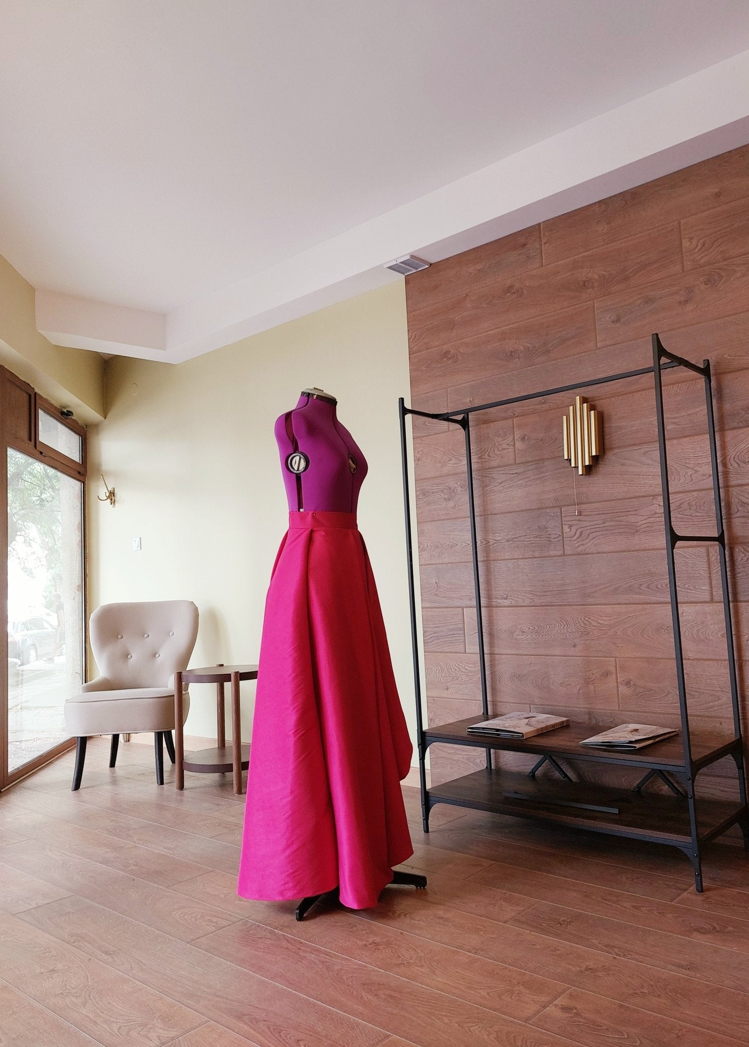 Hot Pink Side High - Low Taffeta Skirt. Bridesmaid Skirt Wedding Skirt Sexy Party Separate All Colors Formal Wear Outfit - Made To Measure Skirts By Asya Kolarova
