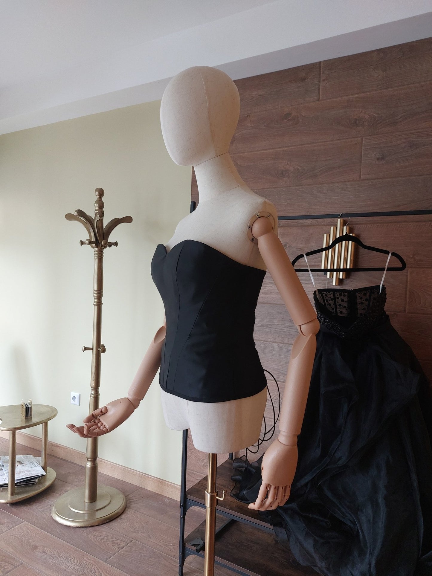 Hourglass Black Corset Top with Quilted Cups | Lace - Up Back Bustier | Custom Made Satin Corset - Made To Measure By Asya Kolarova