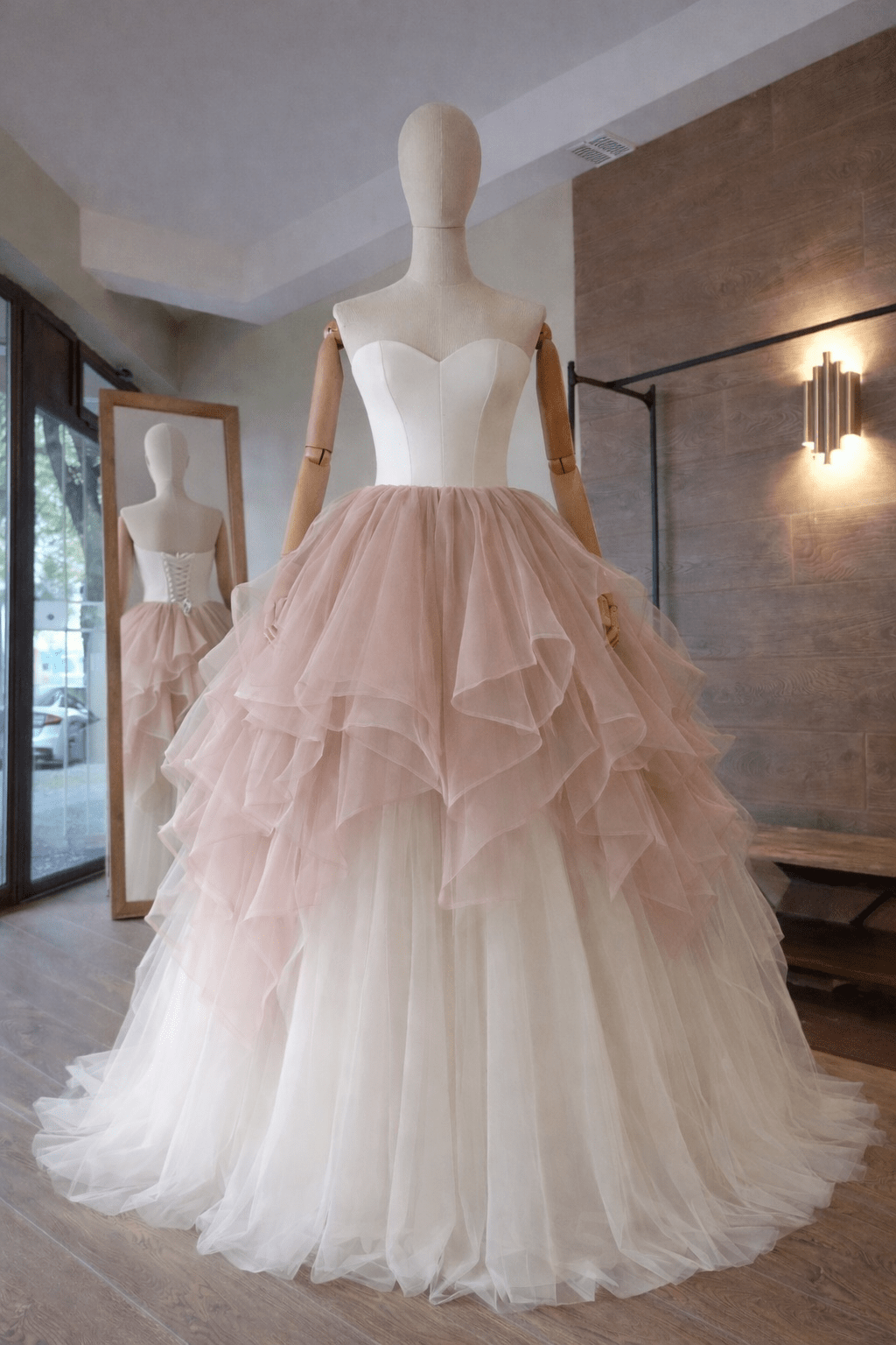 Hourglass Corset Wedding Dress with Blush Ombre Tulle Skirt – Strapless Bridal Gown, Custom Made - By Asya Kolarova