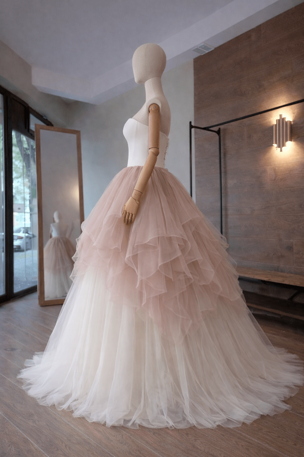 Hourglass Corset Wedding Dress with Blush Ombre Tulle Skirt – Strapless Bridal Gown, Custom Made - By Asya Kolarova