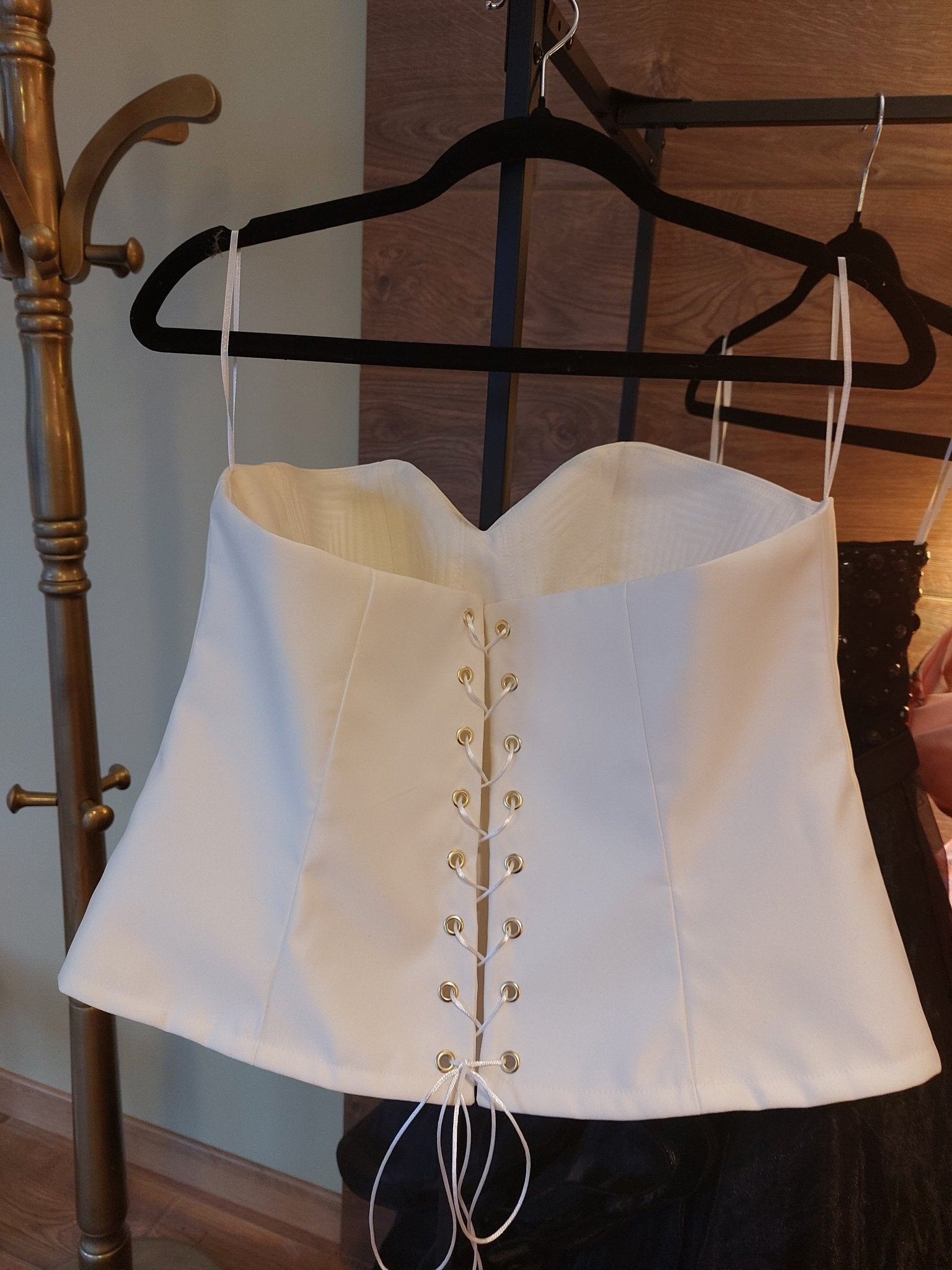 Ivory Hourglass Satin Corset with Quilted Cups | Lace - Up Back Bridal Bustier | Custom Made Corset Top - Made To Measure By Asya Kolarova