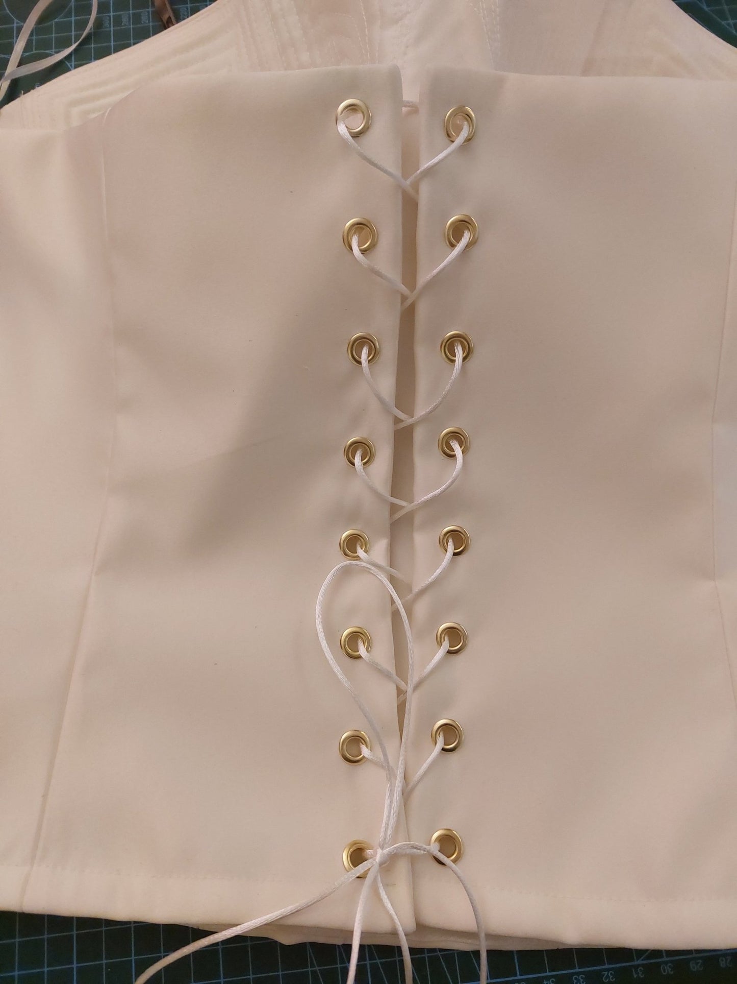 Ivory Hourglass Satin Corset with Quilted Cups | Lace - Up Back Bridal Bustier | Custom Made Corset Top - Made To Measure By Asya Kolarova