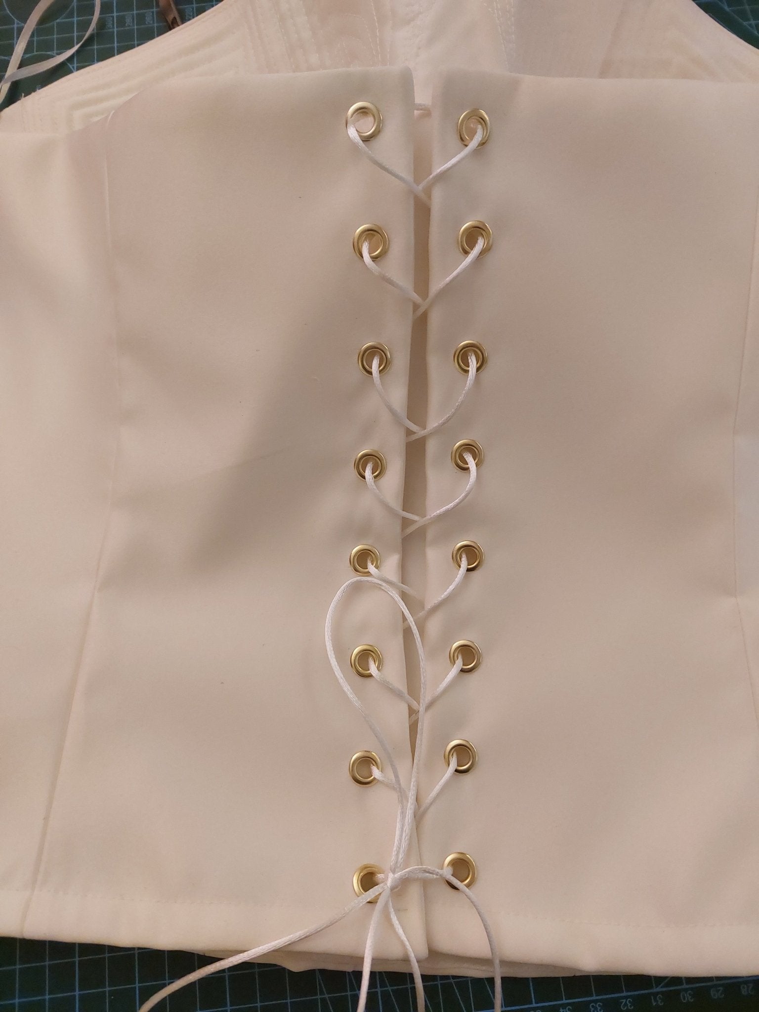 Ivory Hourglass Satin Corset with Quilted Cups | Lace - Up Back Bridal Bustier | Custom Made Corset Top - Made To Measure By Asya Kolarova