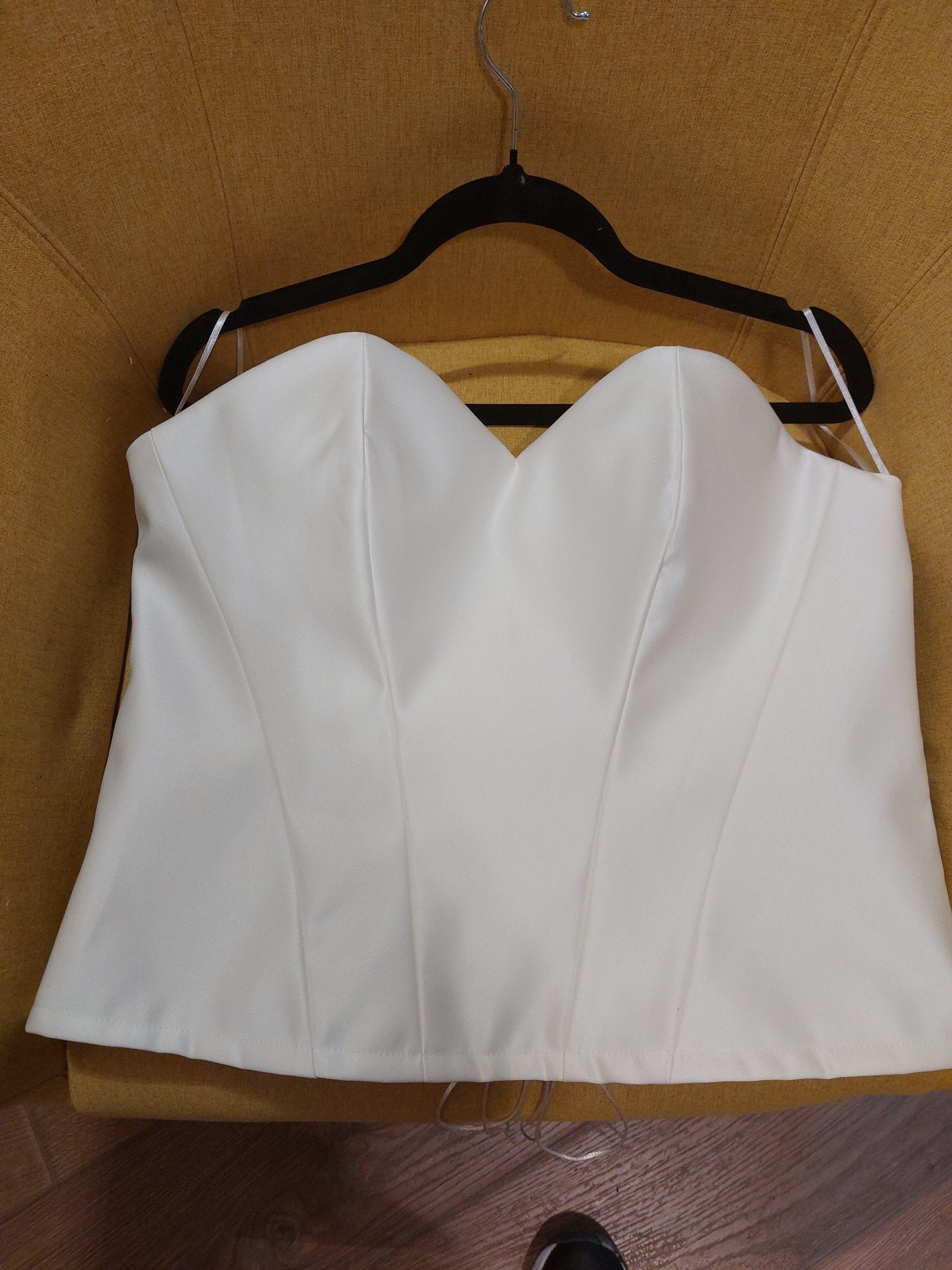 Ivory Hourglass Satin Corset with Quilted Cups | Lace - Up Back Bridal Bustier | Custom Made Corset Top - Made To Measure By Asya Kolarova