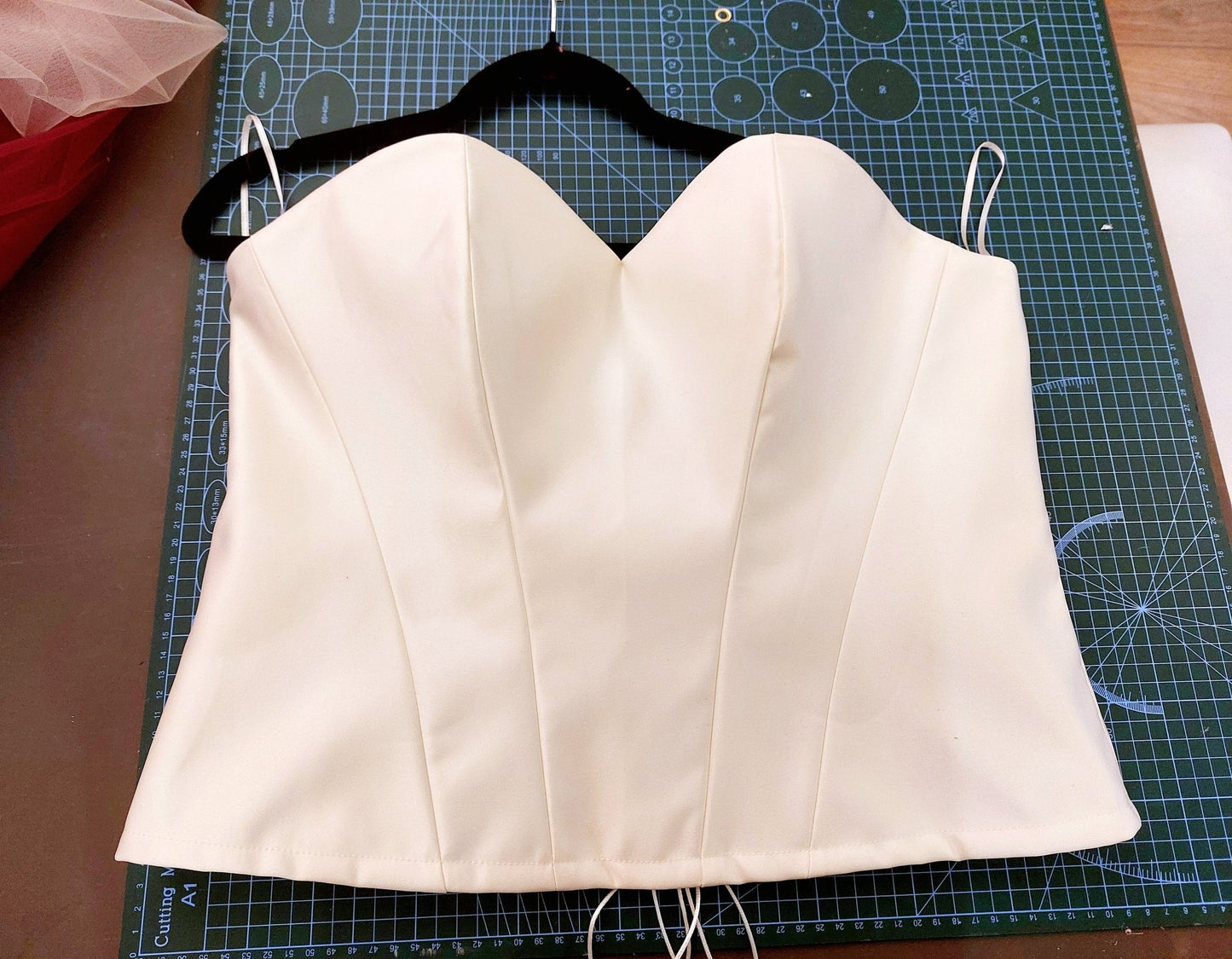 Ivory Hourglass Satin Corset with Quilted Cups | Lace - Up Back Bridal Bustier | Custom Made Corset Top - Made To Measure By Asya Kolarova