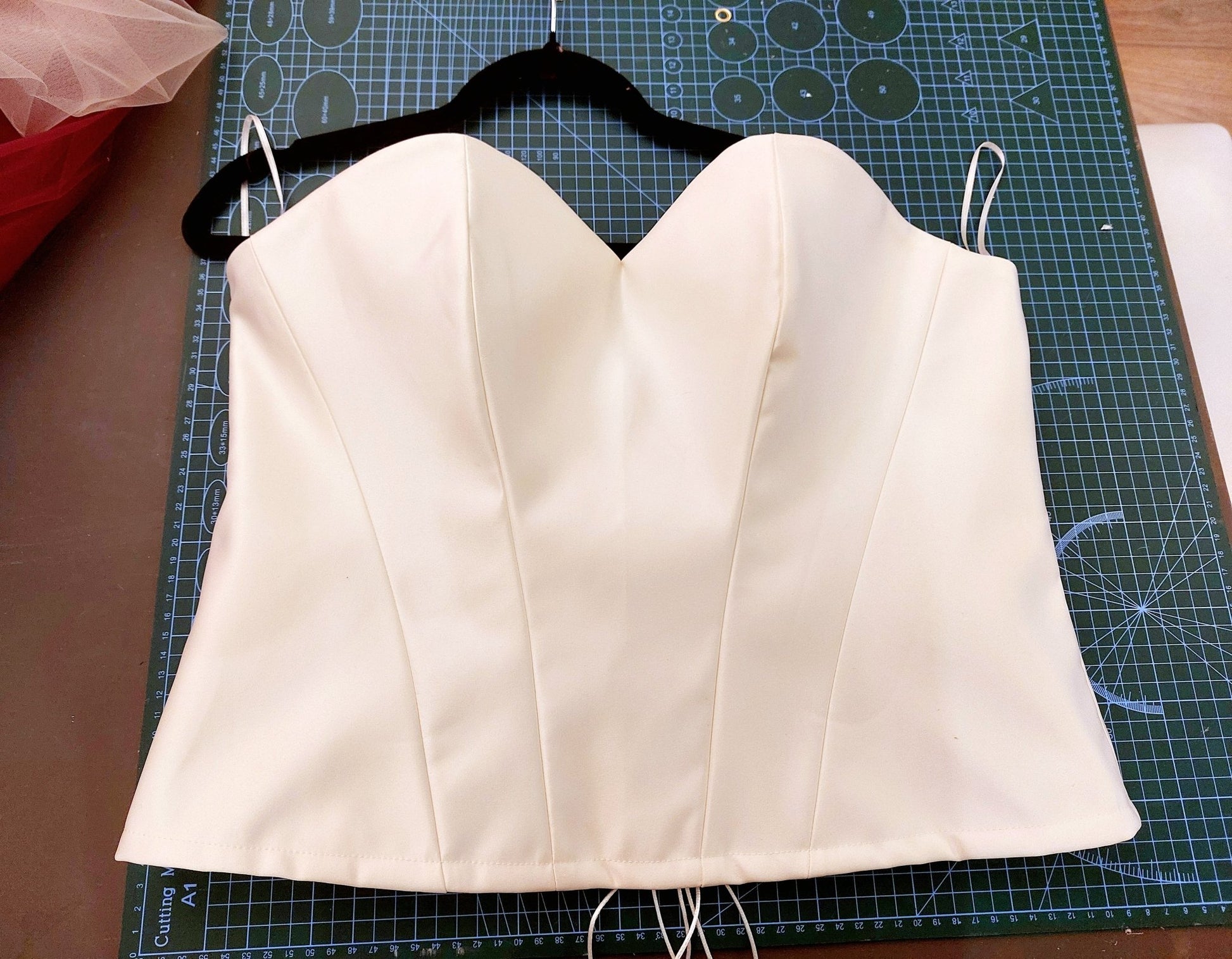 Ivory Hourglass Satin Corset with Quilted Cups | Lace - Up Back Bridal Bustier | Custom Made Corset Top - Made To Measure By Asya Kolarova