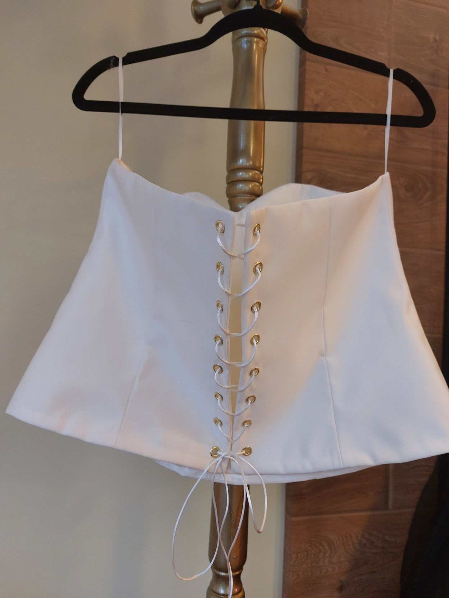 Ivory Hourglass Satin Corset with Quilted Cups | Lace - Up Back Bridal Bustier | Custom Made Corset Top - Made To Measure By Asya Kolarova