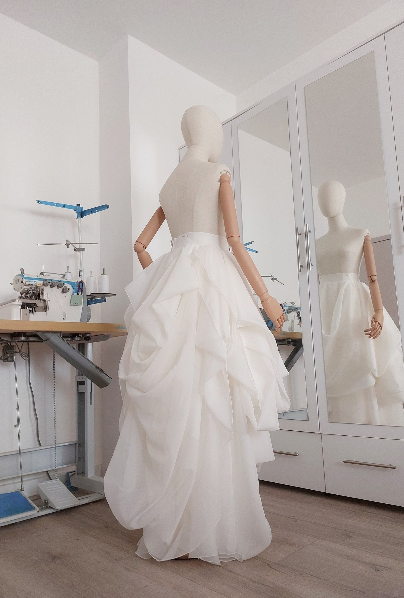 Layered Voile Wedding Skirt – High - Low Draped Bridal Skirt, Soft Organza - Style Voile, Custom Made - Made To Measure Skirts By Asya Kolarova