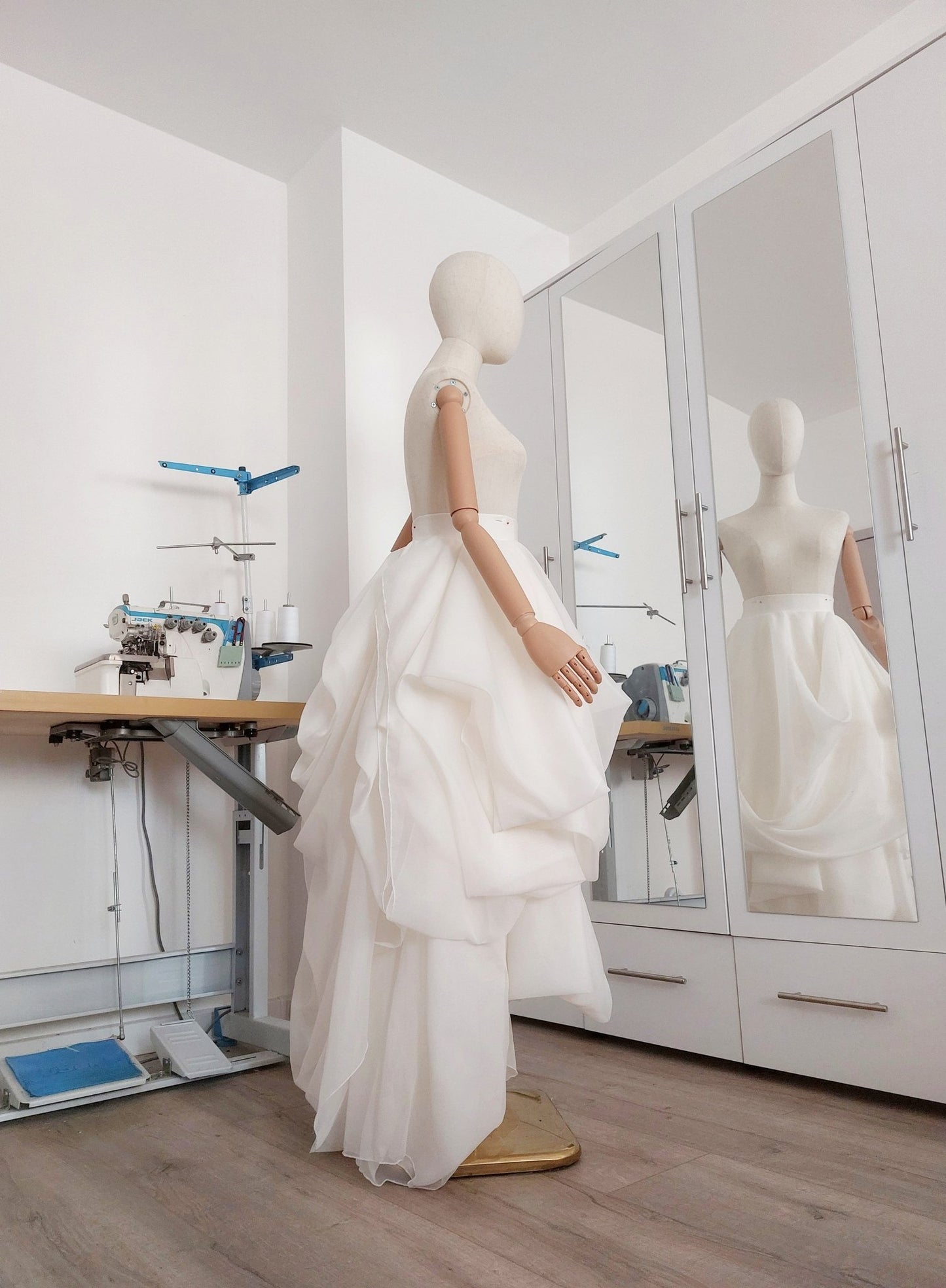 Layered Voile Wedding Skirt – High - Low Draped Bridal Skirt, Soft Organza - Style Voile, Custom Made - Made To Measure Skirts By Asya Kolarova