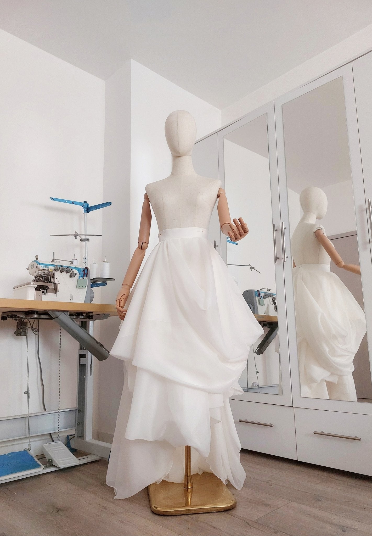 Layered Voile Wedding Skirt – High - Low Draped Bridal Skirt, Soft Organza - Style Voile, Custom Made - Made To Measure Skirts By Asya Kolarova