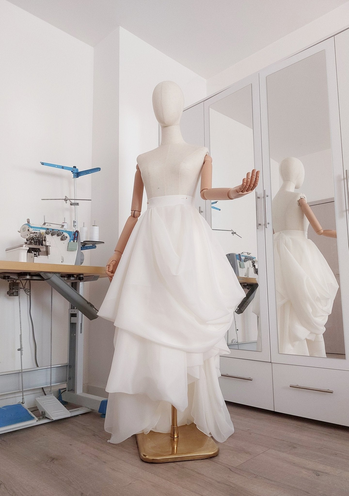 Layered Voile Wedding Skirt – High - Low Draped Bridal Skirt, Soft Organza - Style Voile, Custom Made - Made To Measure Skirts By Asya Kolarova