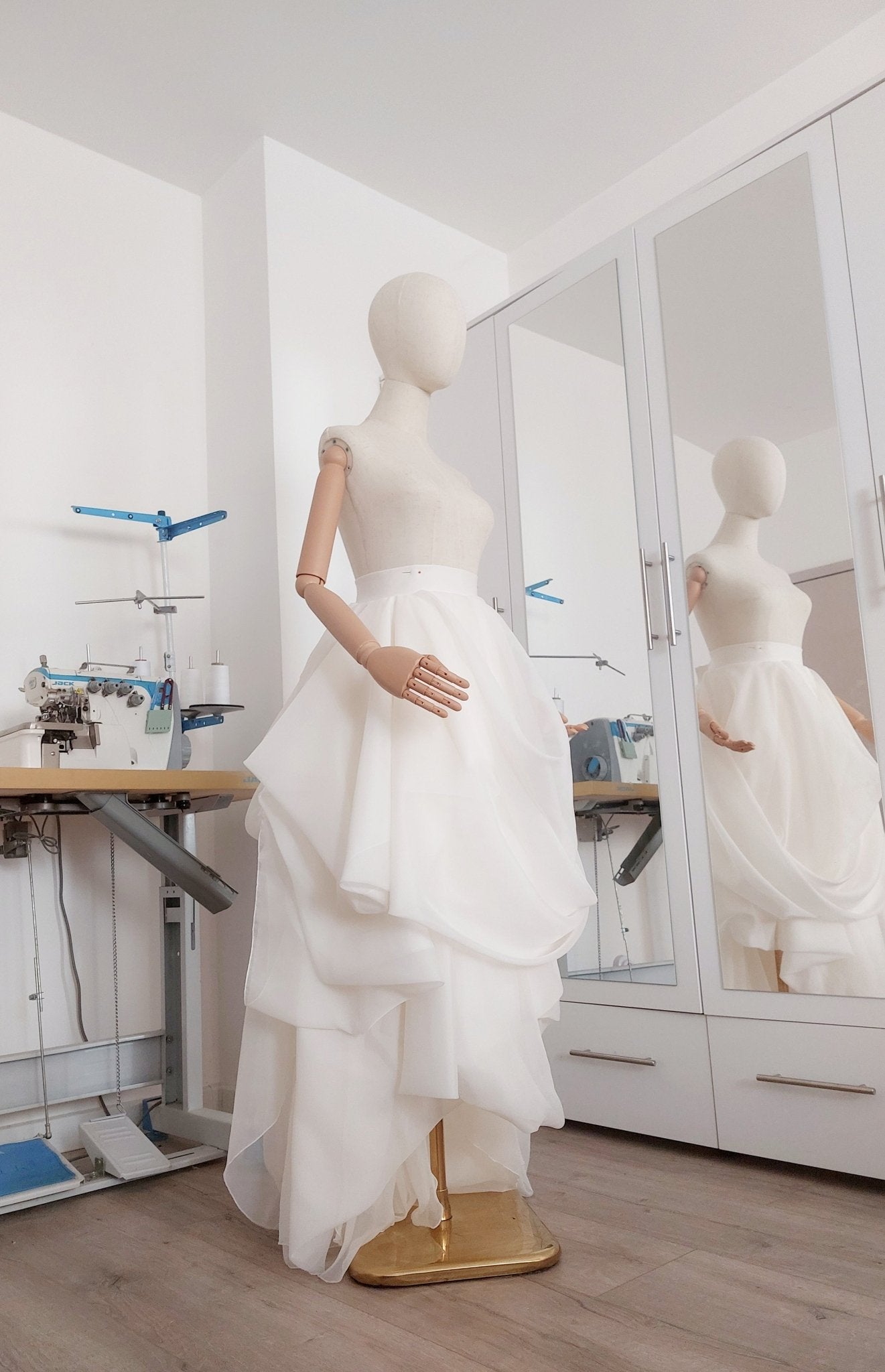 Layered Voile Wedding Skirt – High - Low Draped Bridal Skirt, Soft Organza - Style Voile, Custom Made - Made To Measure Skirts By Asya Kolarova