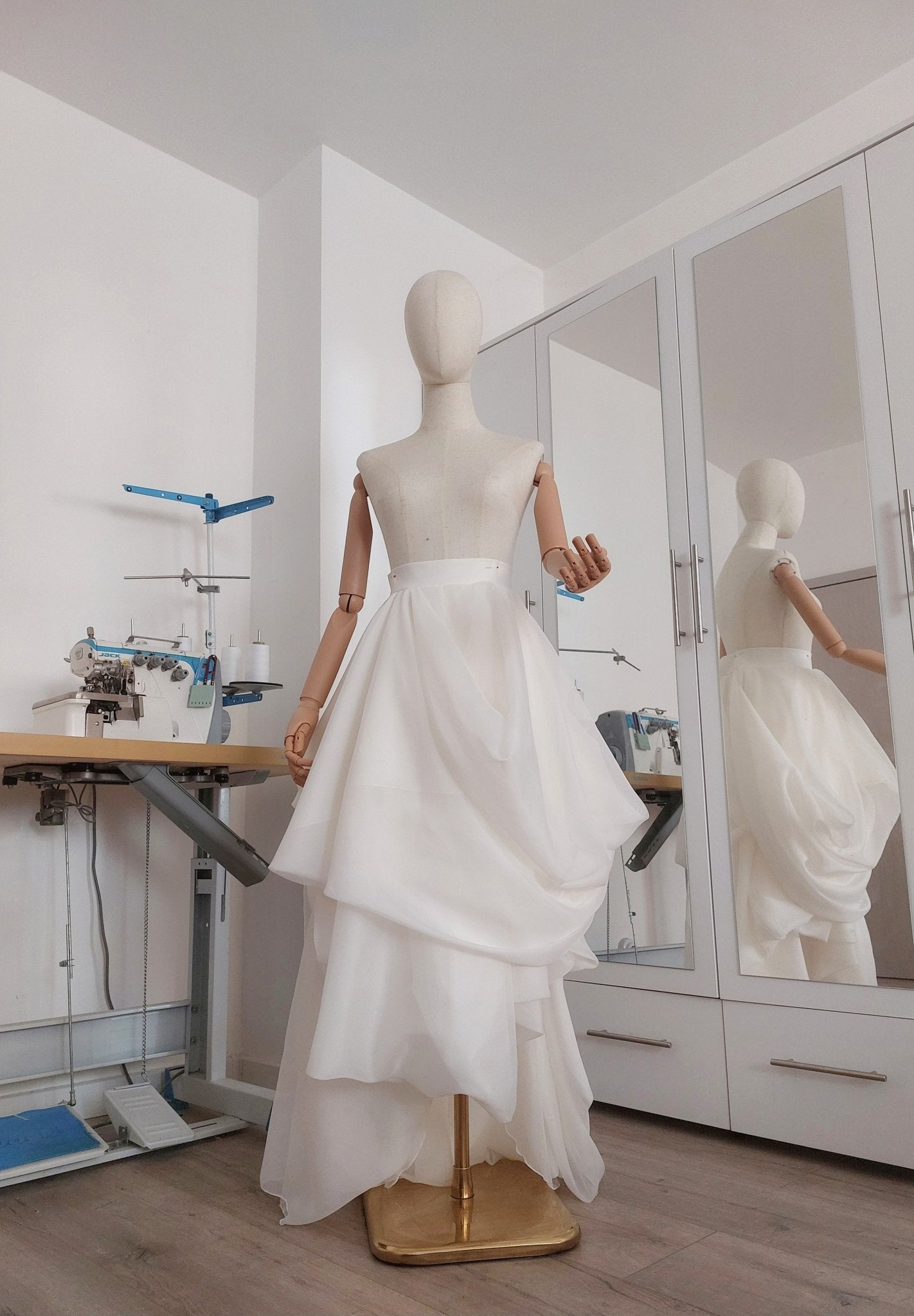 Layered Voile Wedding Skirt – High - Low Draped Bridal Skirt, Soft Organza - Style Voile, Custom Made - Made To Measure Skirts By Asya Kolarova