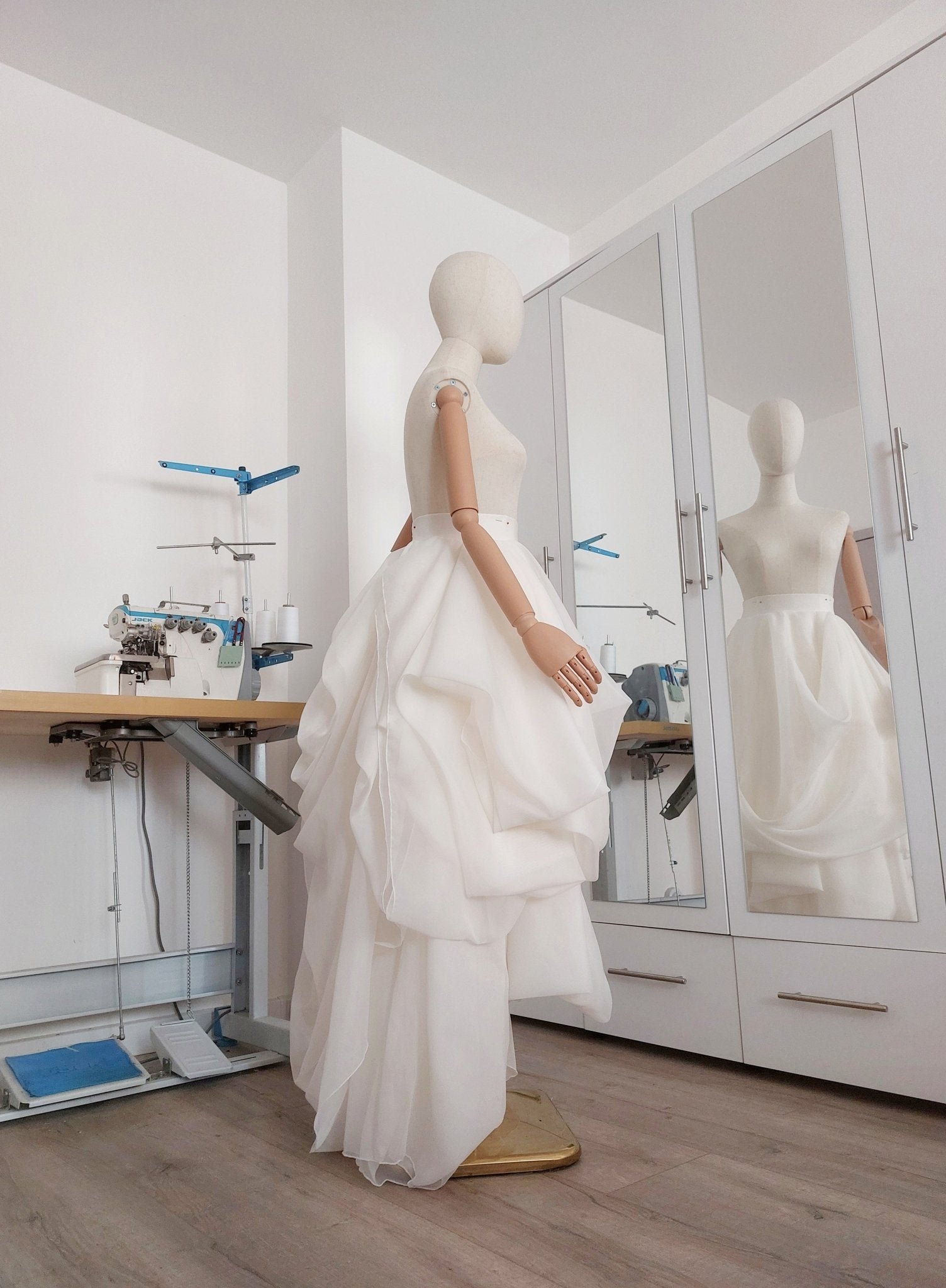 Layered Voile Wedding Skirt – High - Low Draped Bridal Skirt, Soft Organza - Style Voile, Custom Made - Made To Measure Skirts By Asya Kolarova