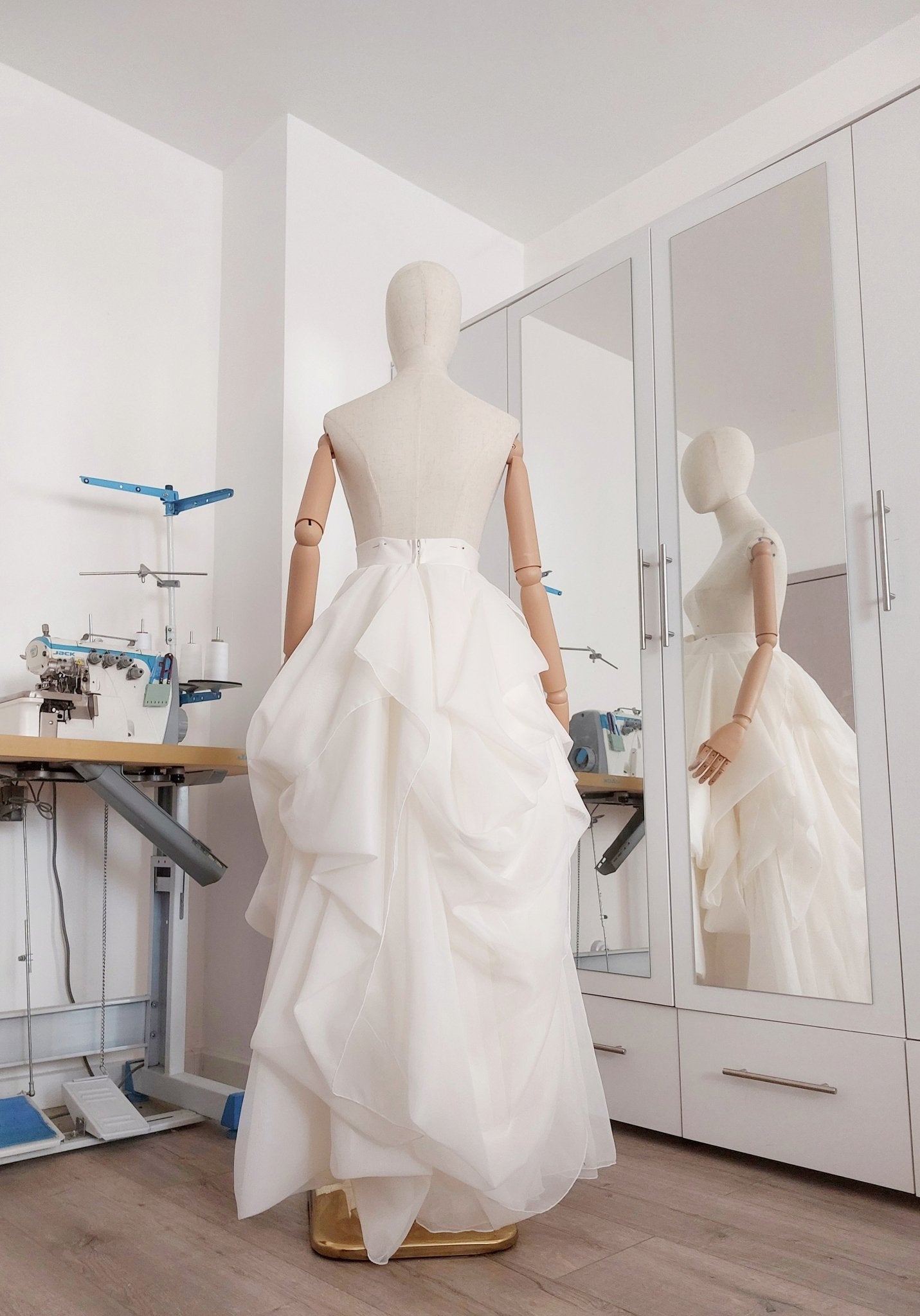 Layered Voile Wedding Skirt – High - Low Draped Bridal Skirt, Soft Organza - Style Voile, Custom Made - Made To Measure Skirts By Asya Kolarova