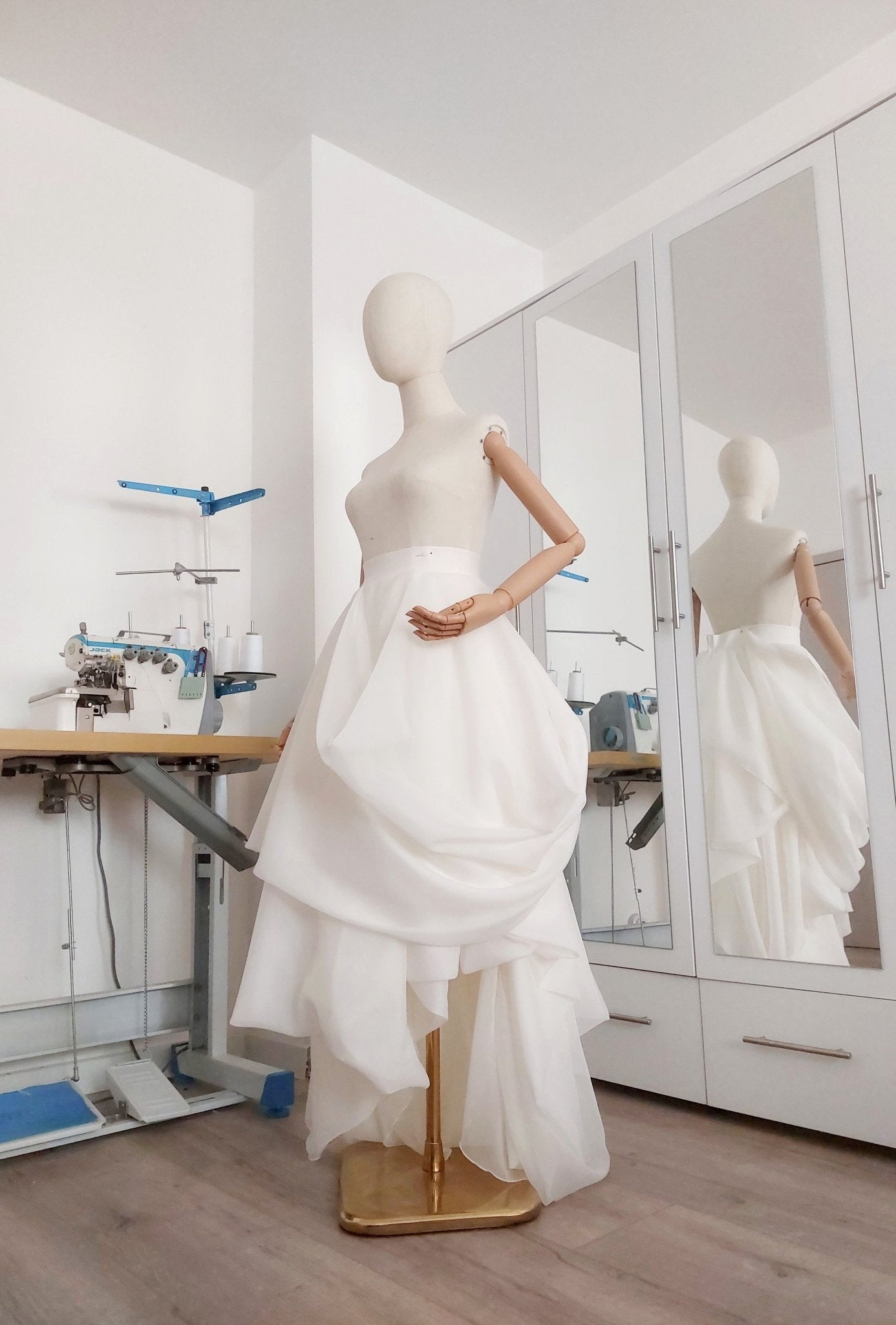 Layered Voile Wedding Skirt – High - Low Draped Bridal Skirt, Soft Organza - Style Voile, Custom Made - Made To Measure Skirts By Asya Kolarova