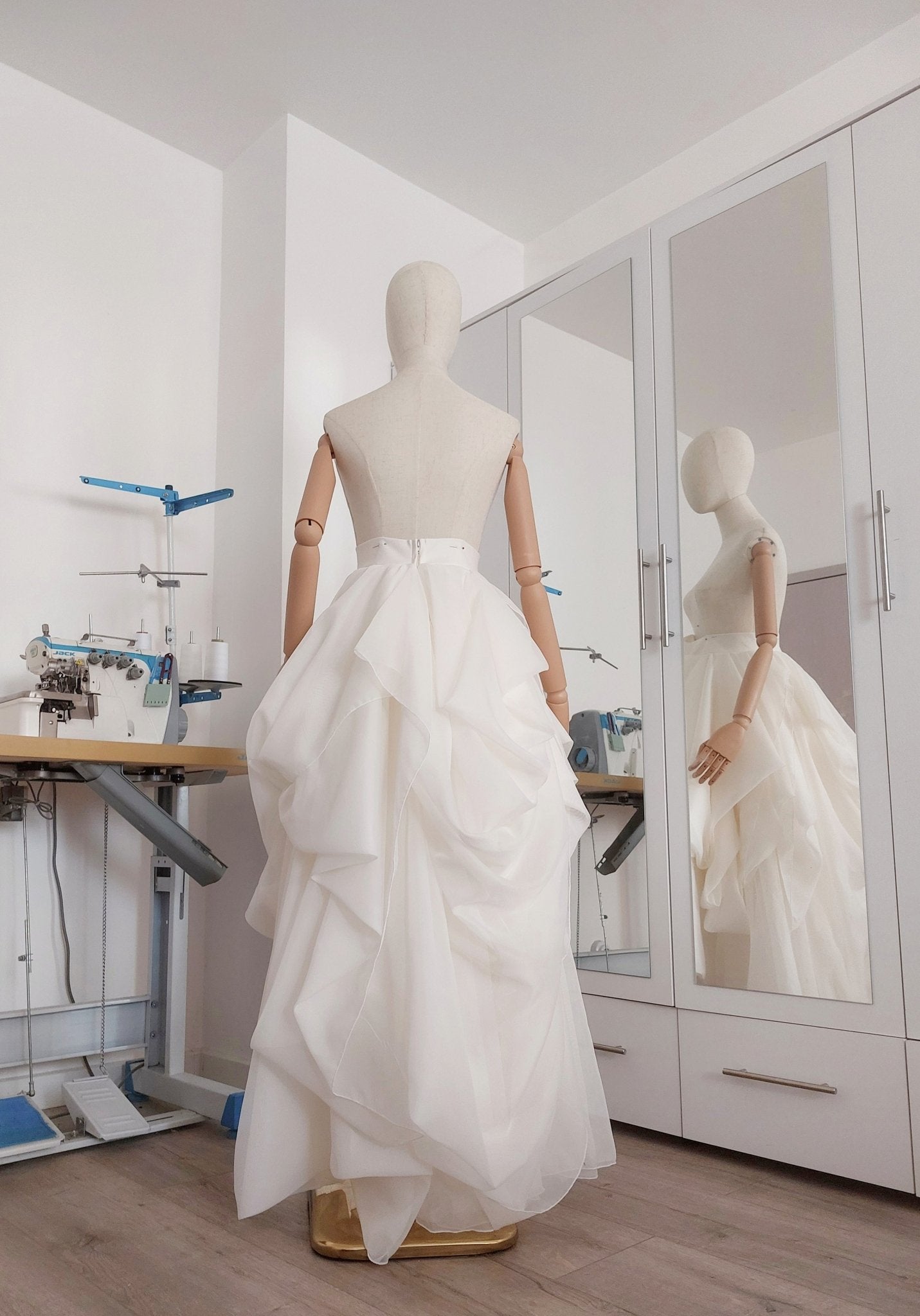 Layered Voile Wedding Skirt – High - Low Draped Bridal Skirt, Soft Organza - Style Voile, Custom Made - Made To Measure Skirts By Asya Kolarova