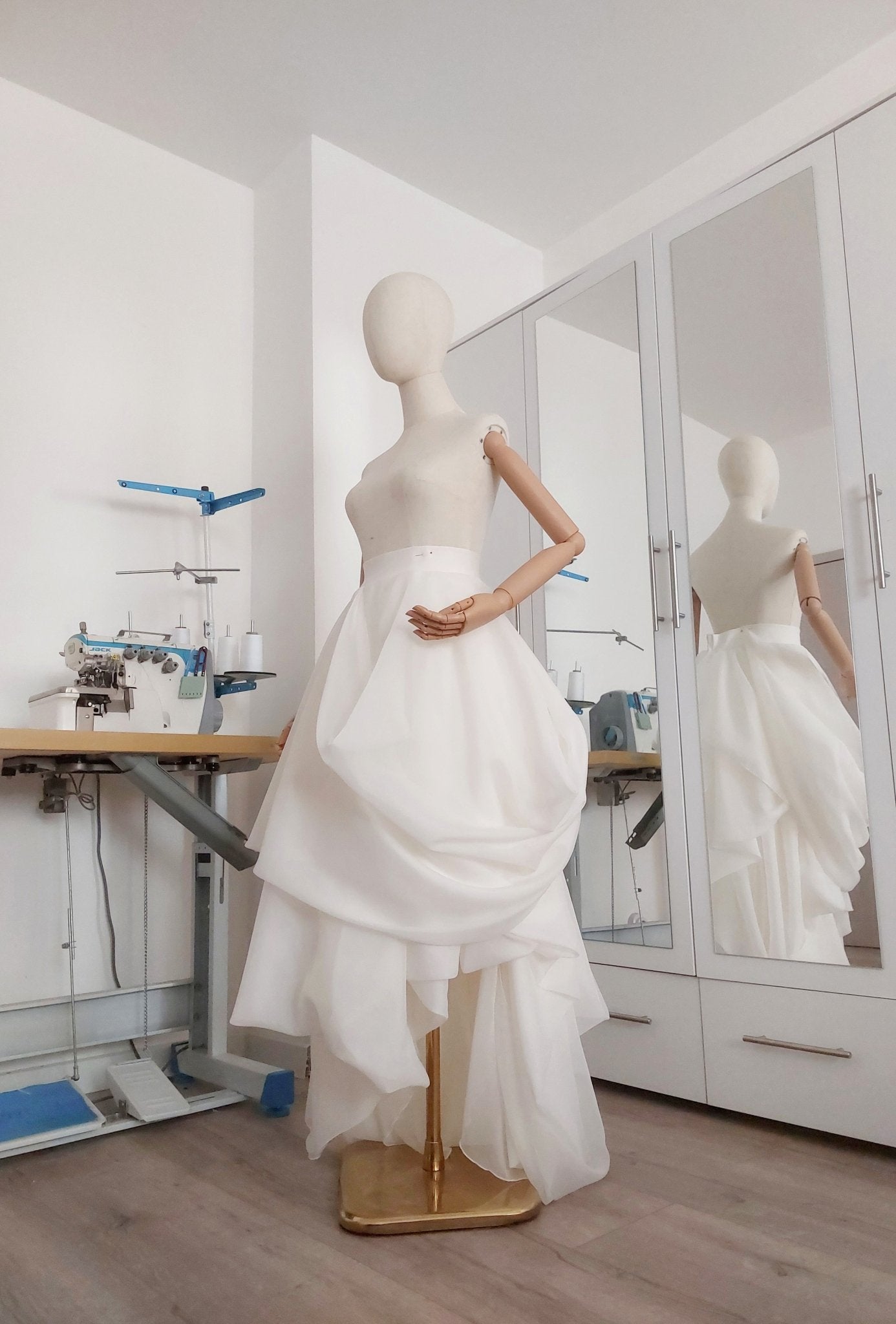 Layered Voile Wedding Skirt – High - Low Draped Bridal Skirt, Soft Organza - Style Voile, Custom Made - Made To Measure Skirts By Asya Kolarova