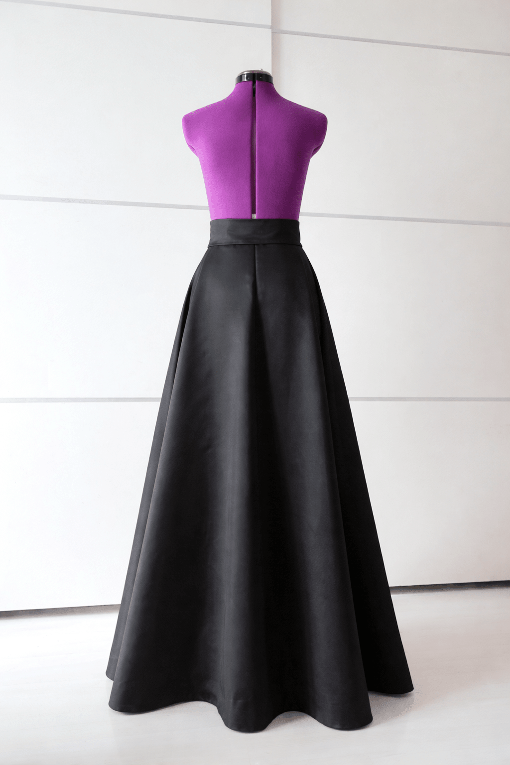 Long Black Taffeta Skirt: A - Line, Floor - Length, with Pockets and Soft Tie Bow Made - to - measure - By Asya Kolarova