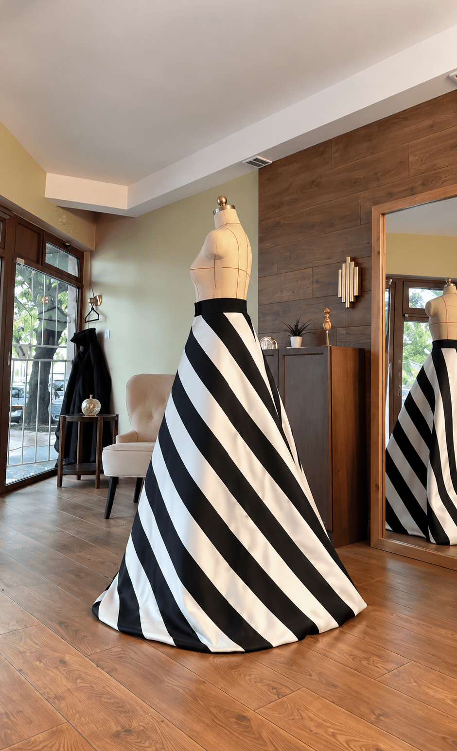 Luxury Designer Mikado Overskirt – Black & White Striped Detachable Ball Gown Skirt, Dramatic Formal Evening Overskirt - Asya Kolarova